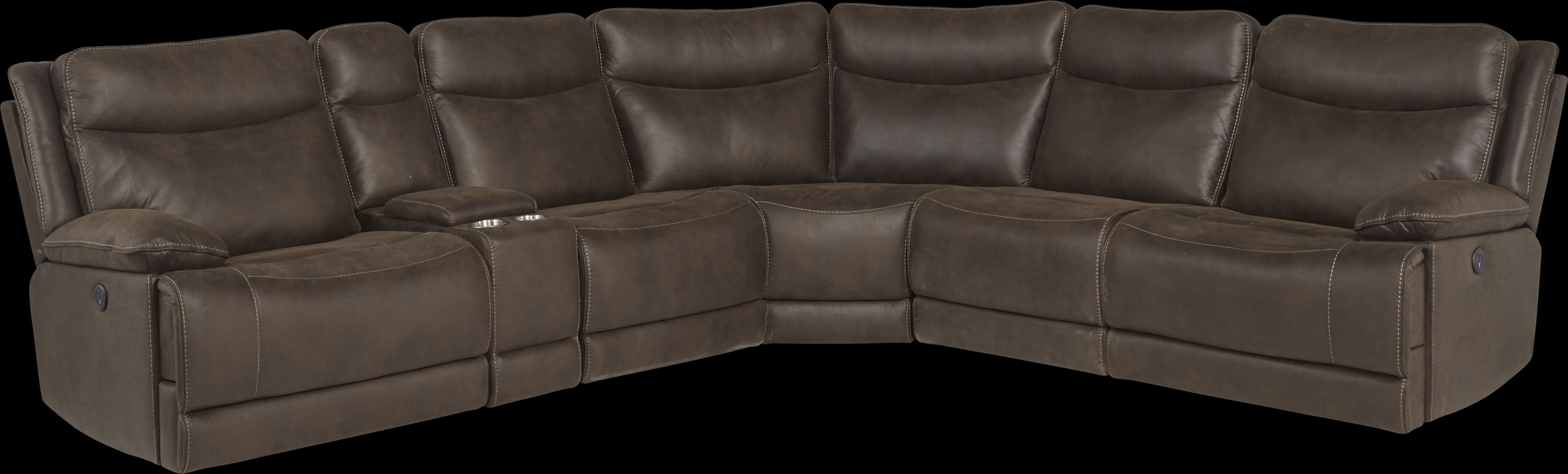 Calverton Chocolate 6 Pc Power Reclining Sectional - Thumbnail - Image 1