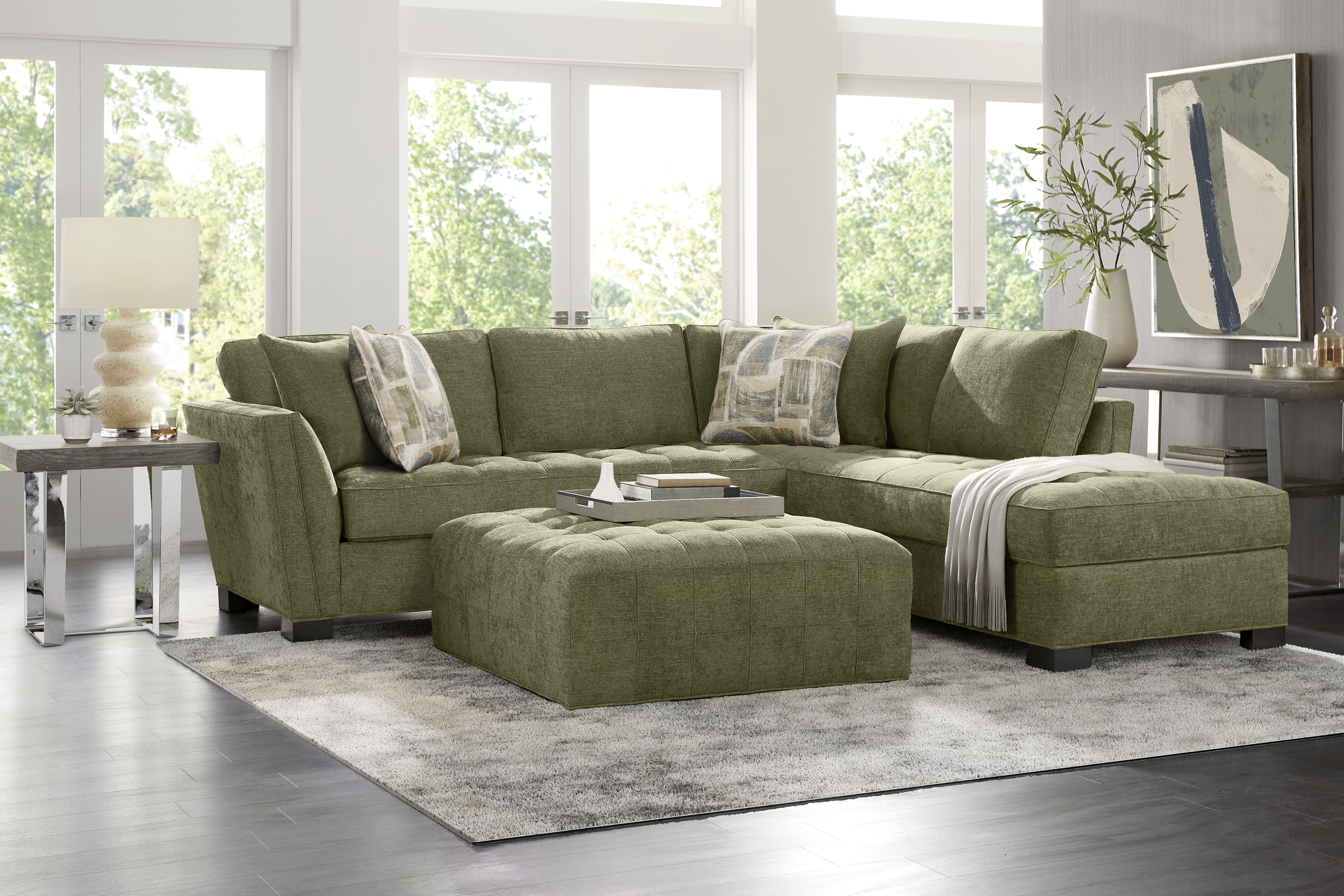 Calvin Heights Avocado Chenille 2 Pc Sectional - Thumbnail - Image 2