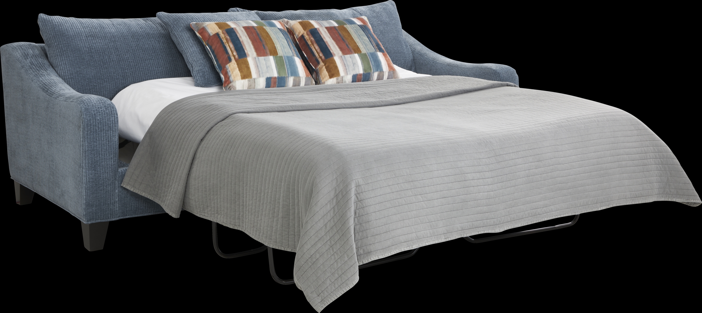 Cambria Blue Sleeper Sofa - Thumbnail - Image 2