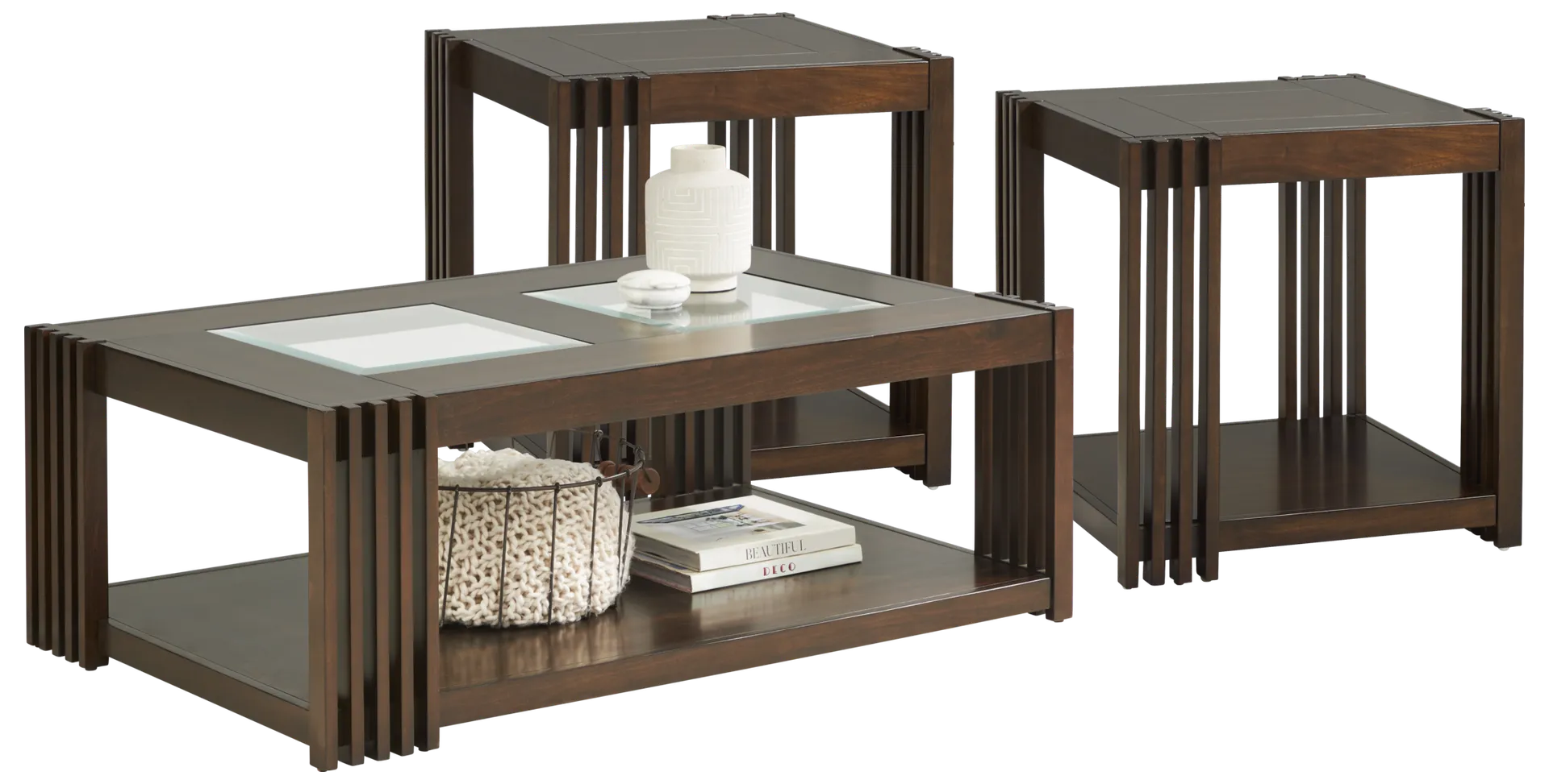 brown cherry 3 pc table set