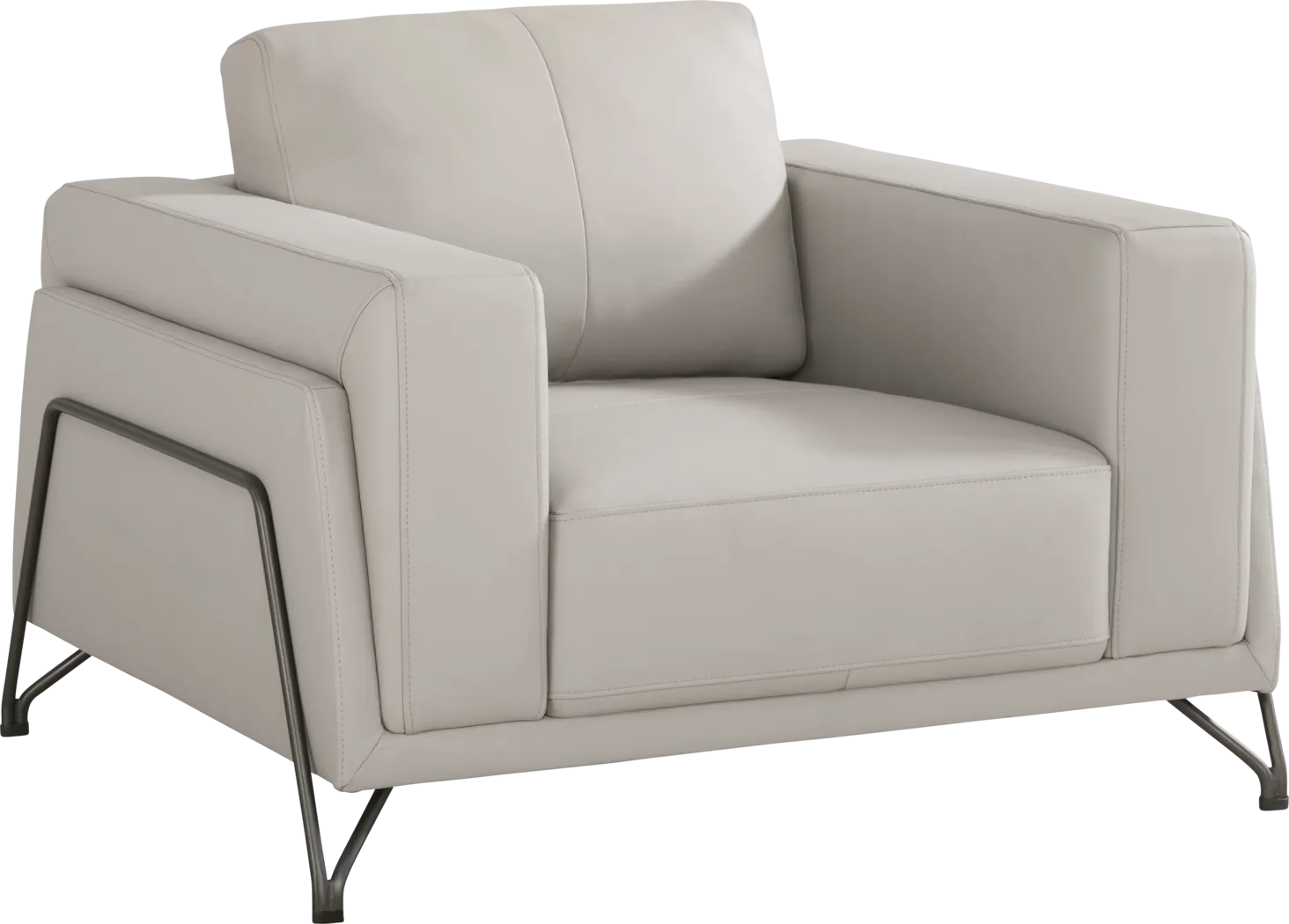 Camelot Dove Gray Leather Chair - Thumbnail - Image 1