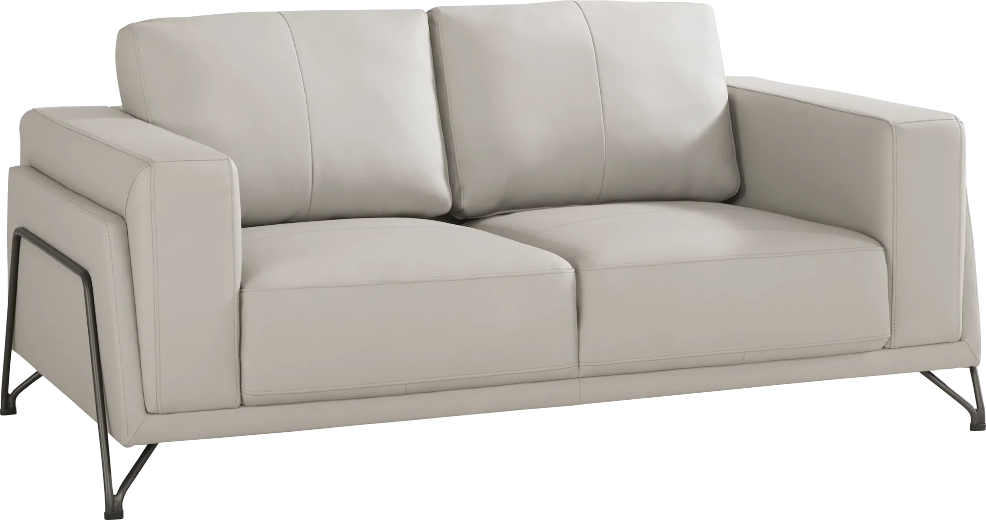 Camelot Dove Gray Leather Loveseat - Thumbnail - Image 2