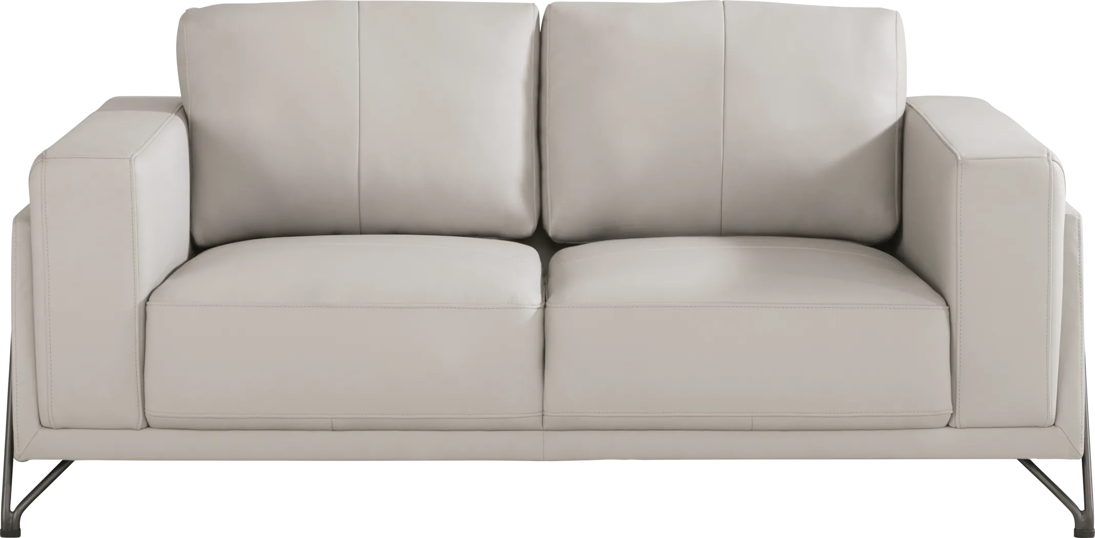 Camelot Dove Gray Leather Loveseat - Thumbnail - Image 1