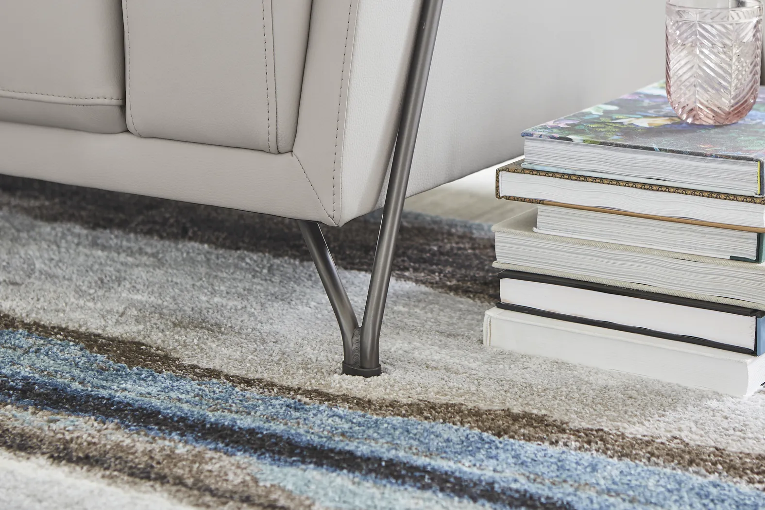 Camelot Dove Gray Leather 5 Pc Living Room - Thumbnail - Image 7