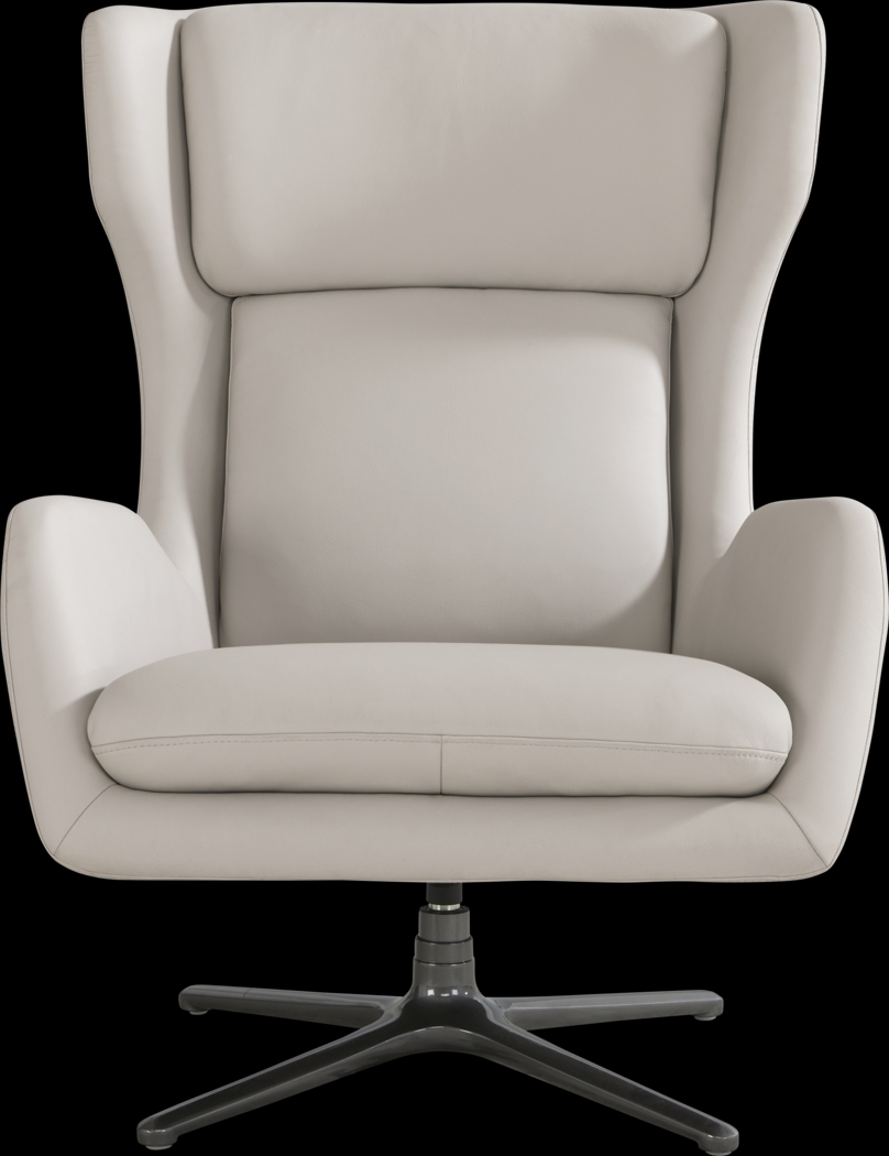 Camelot Dove Gray Leather Swivel Chair - Thumbnail - Image 2