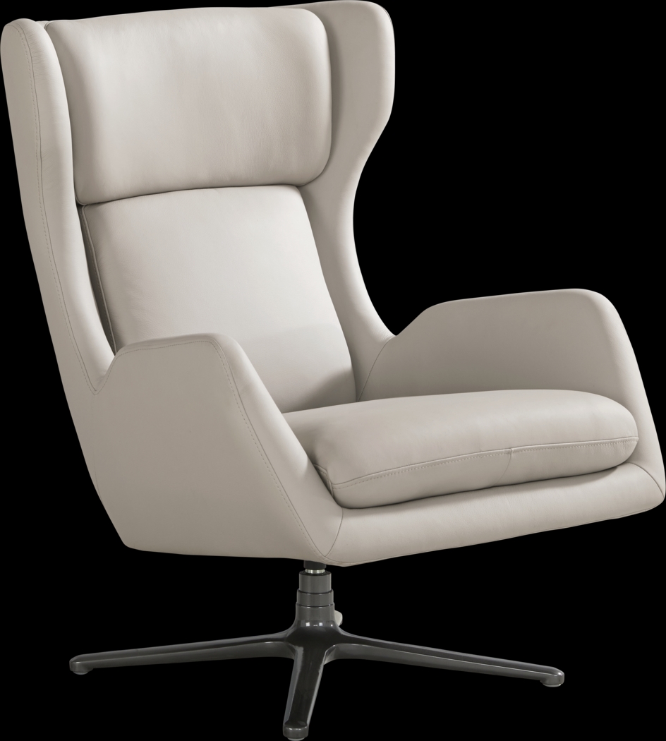 Camelot Dove Gray Leather Swivel Chair - Thumbnail - Image 1