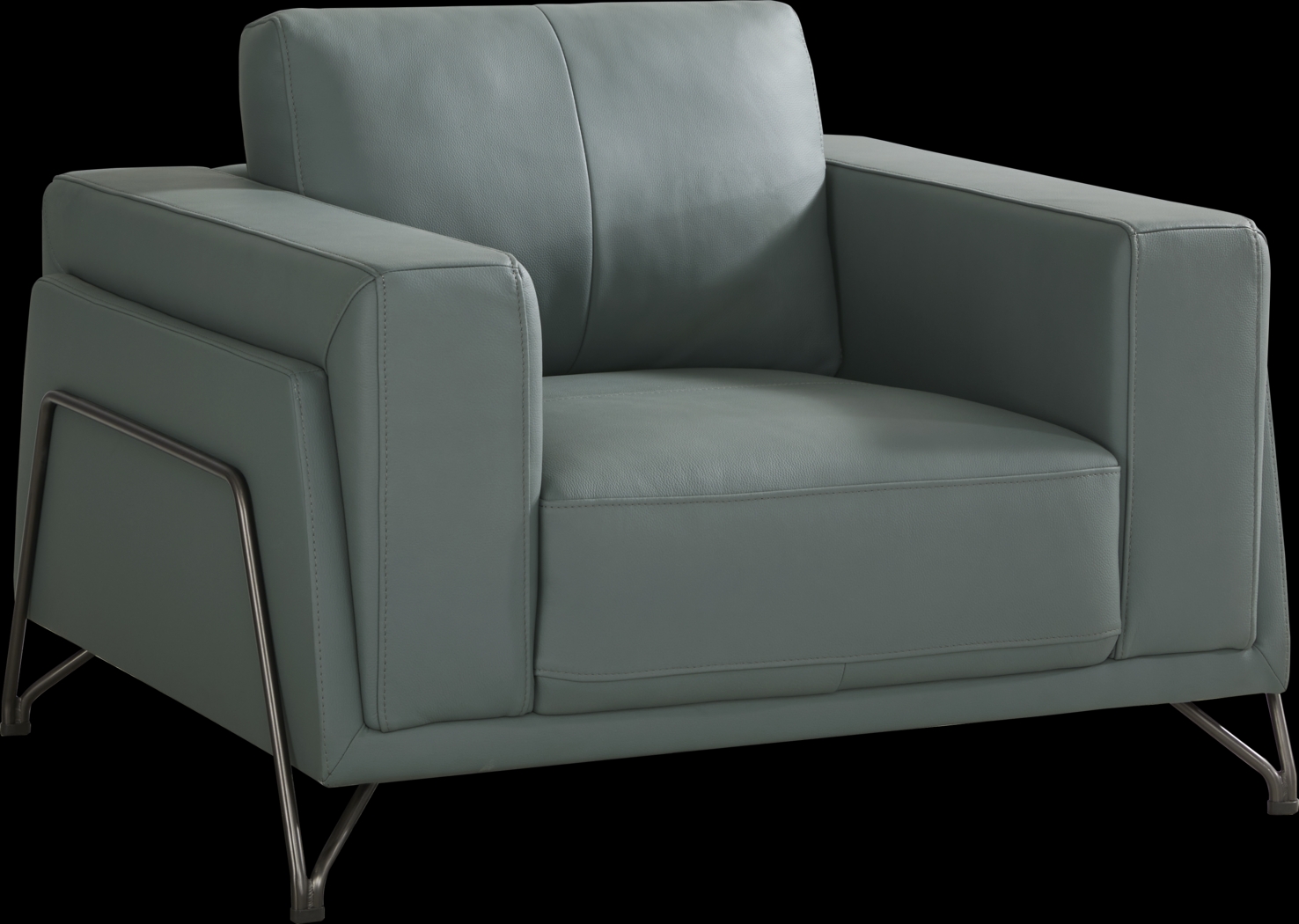 Camelot Slate Blue Leather Chair - Thumbnail - Image 1