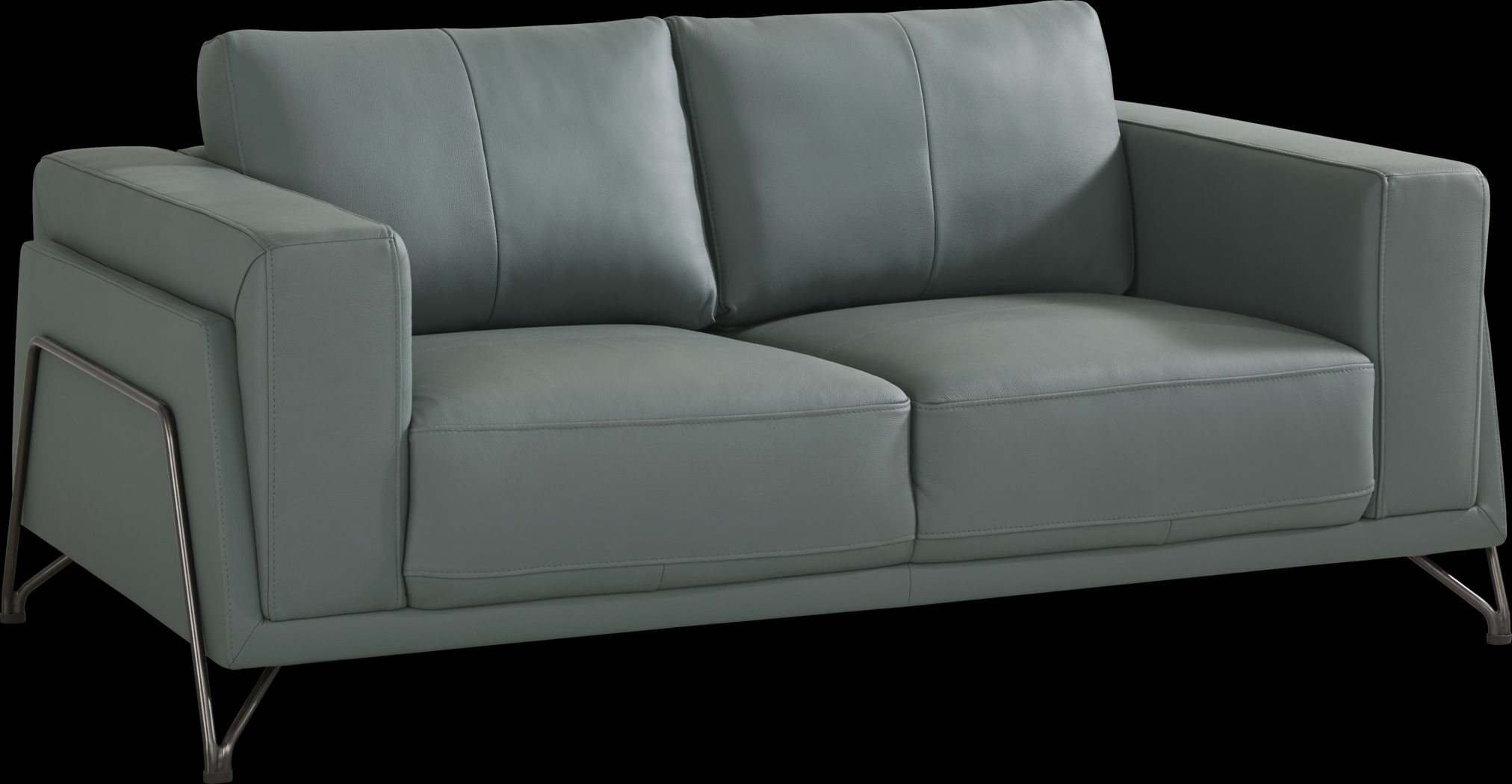 Camelot Slate Blue Leather Loveseat - Thumbnail - Image 3
