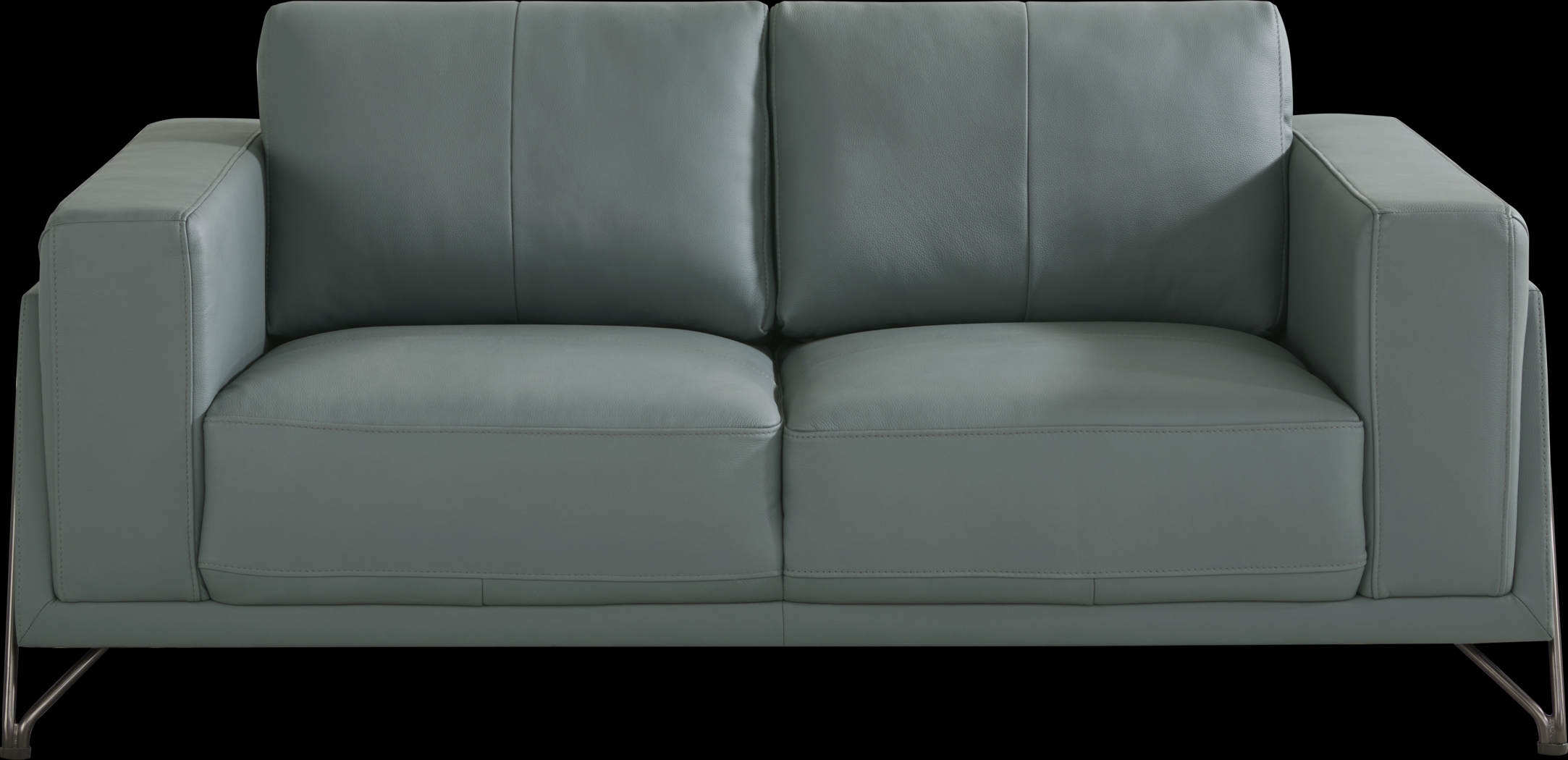 Camelot Slate Blue Leather Loveseat - Thumbnail - Image 1