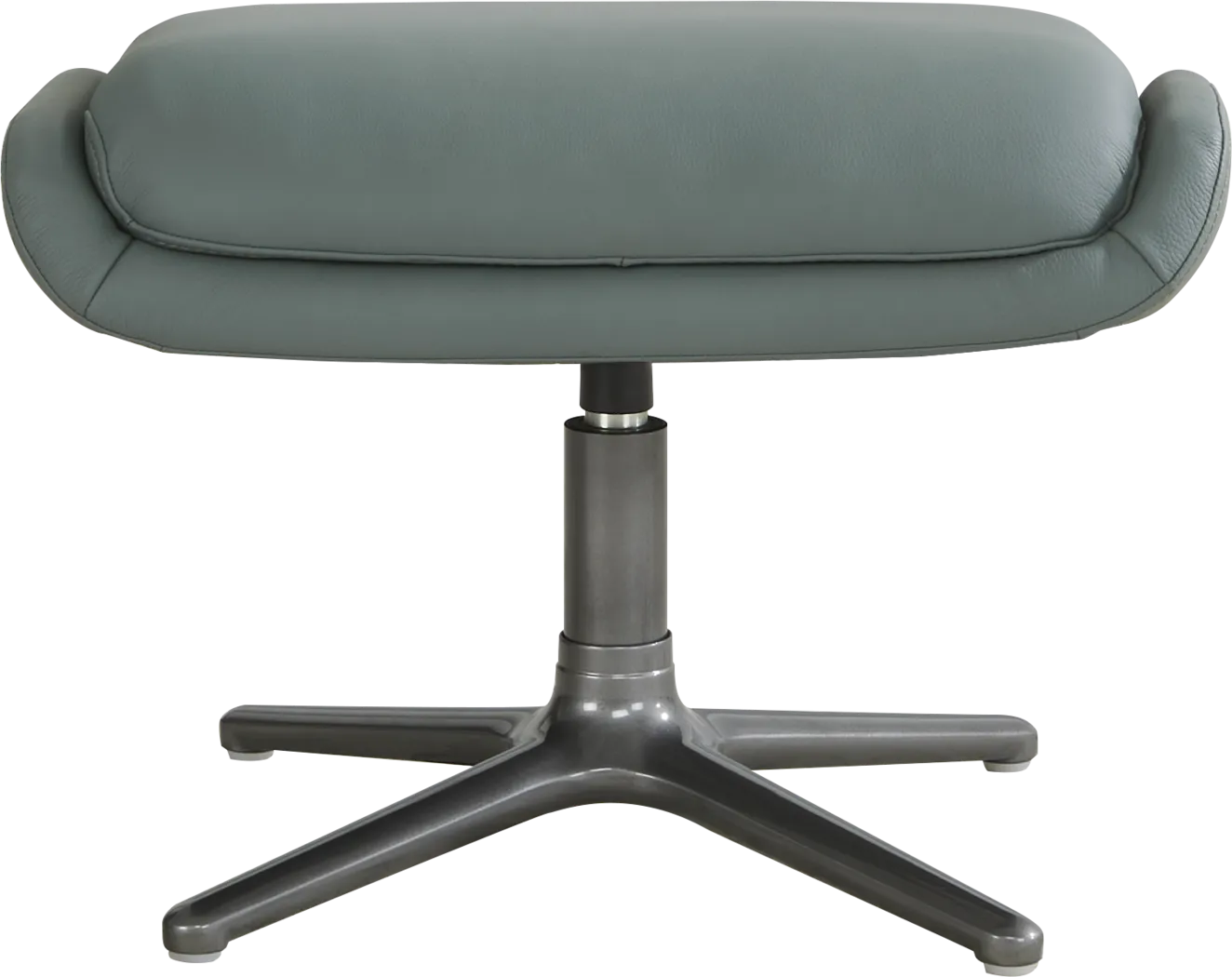 Camelot Slate Blue Leather Ottoman - Thumbnail - Image 2