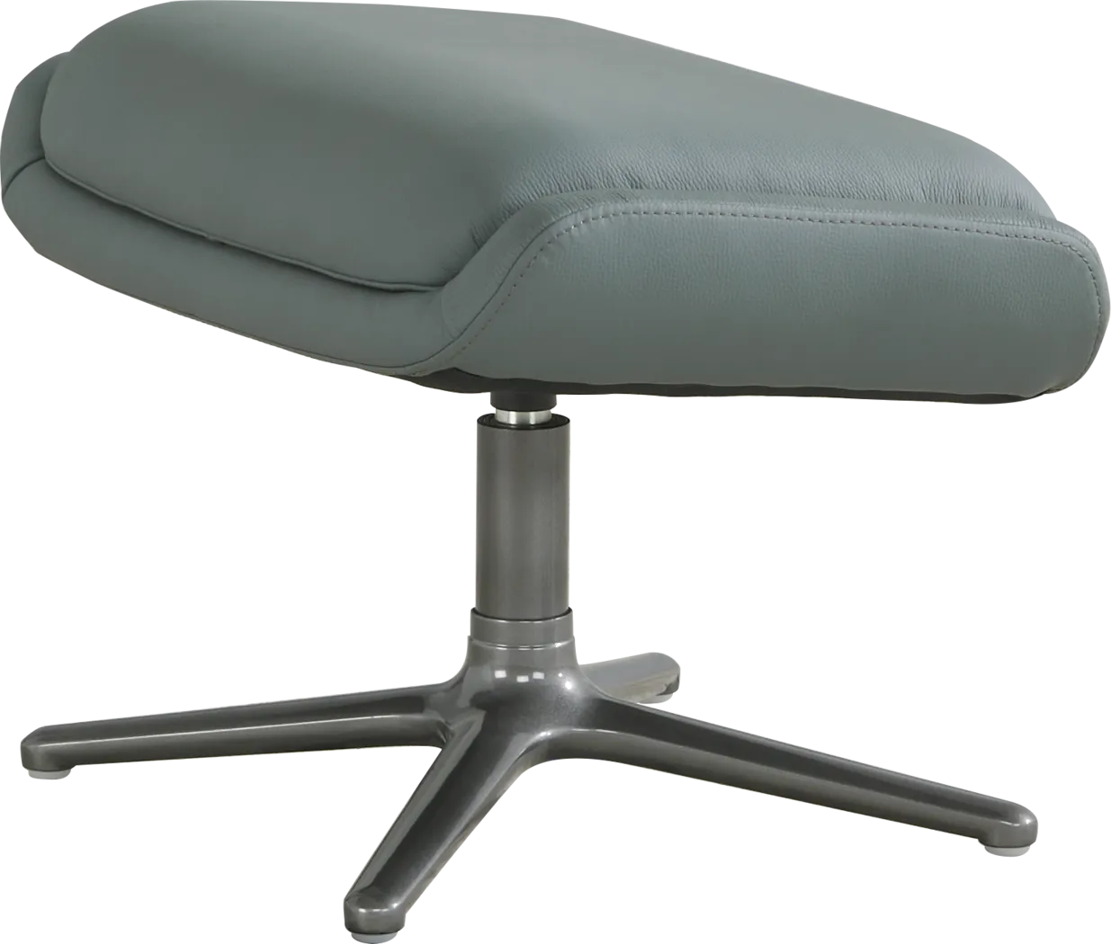 Camelot Slate Blue Leather Ottoman - Thumbnail - Image 1