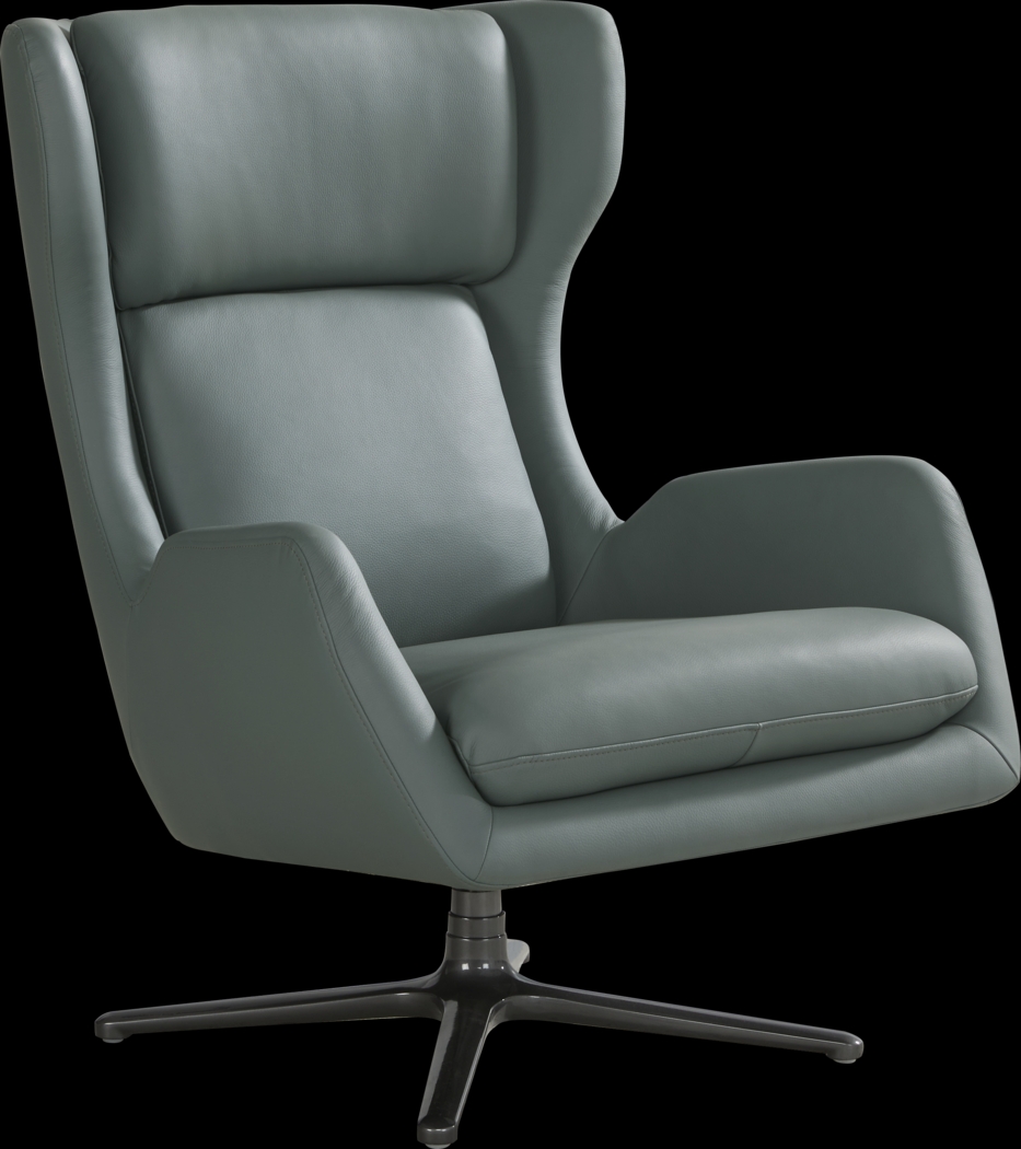 Camelot Slate Blue Leather Swivel Chair - Thumbnail - Image 1