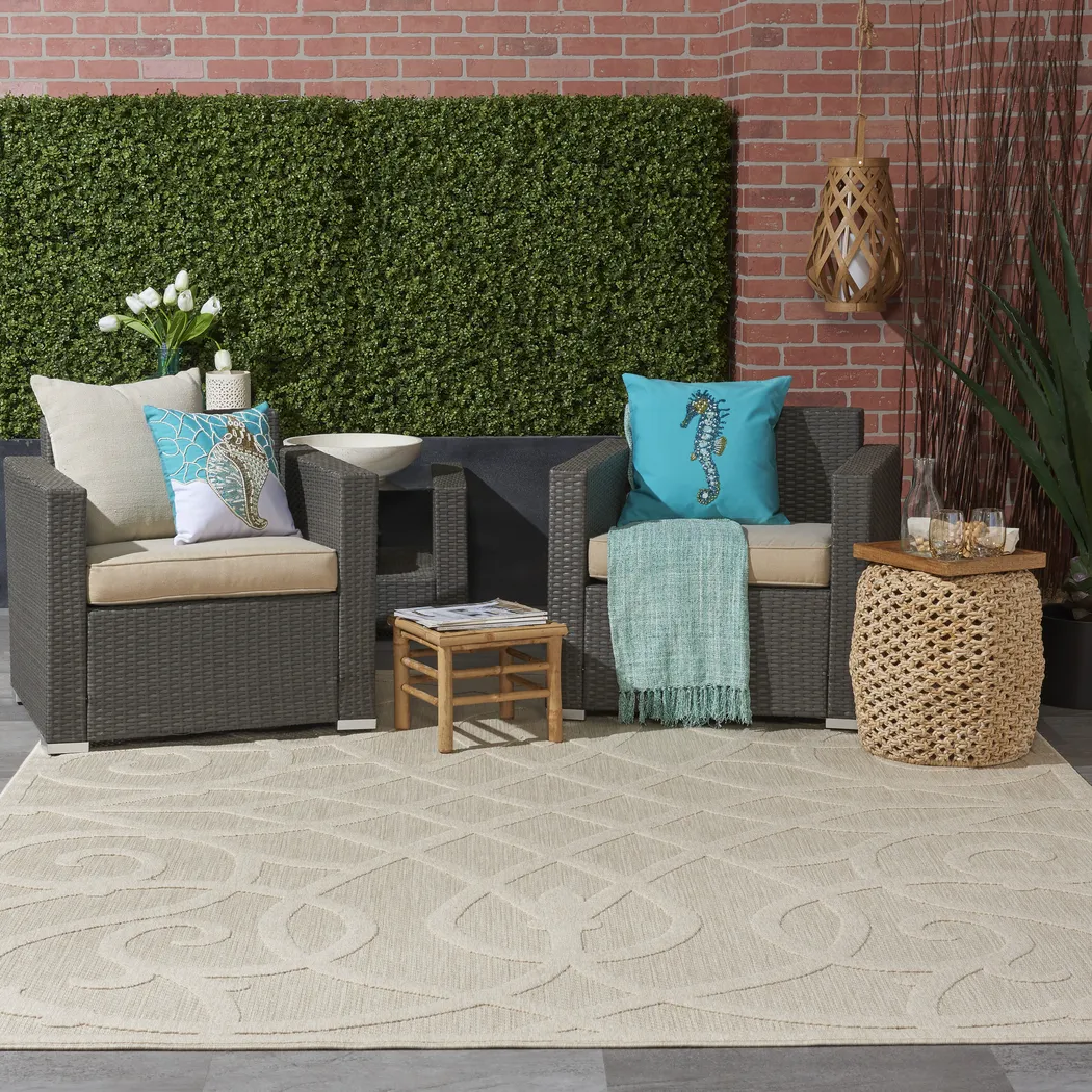 Cammie Cream 5' x 7' Indoor/Outdoor Rug - Thumbnail - Image 10