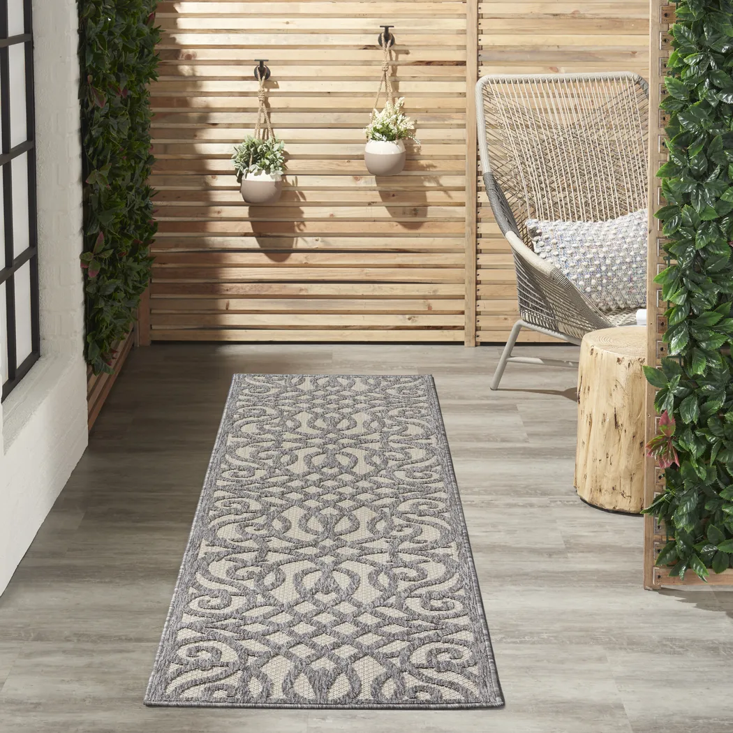 Cammie Gray 2'2 x 10' Runner Indoor/Outdoor Rug - Thumbnail - Image 2