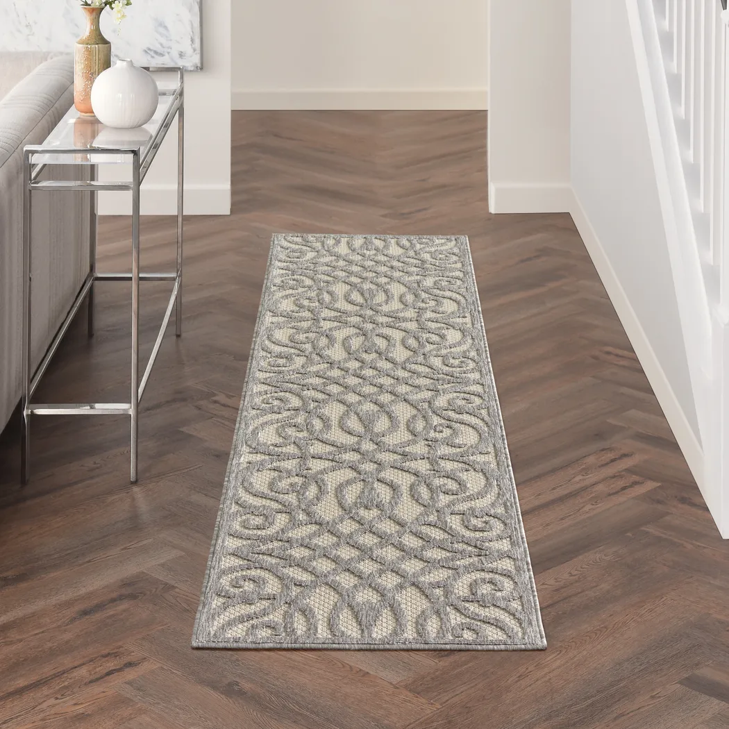Cammie Gray 2'2 x 10' Runner Indoor/Outdoor Rug - Thumbnail - Image 3