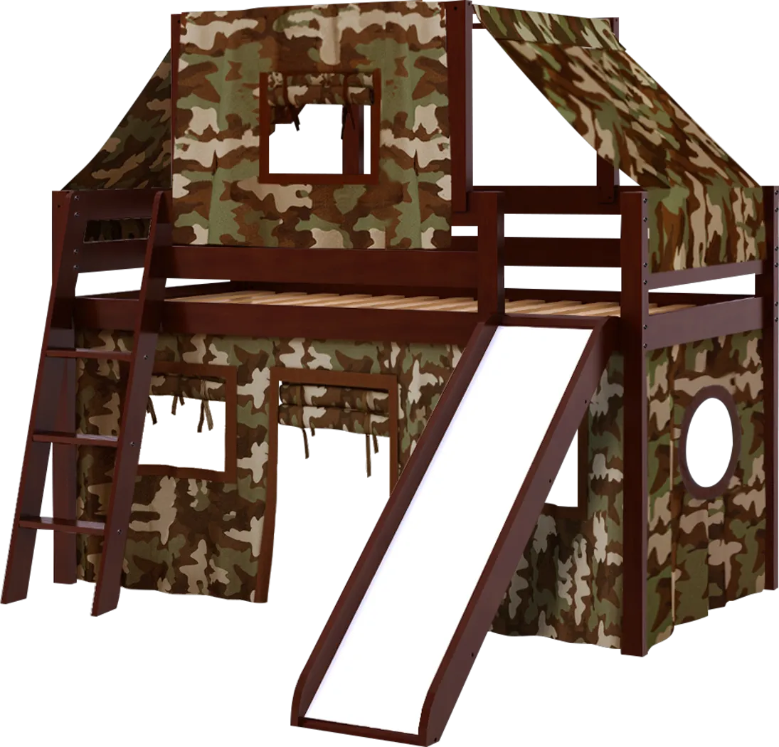Camo Cabin Cherry Jr. Tent Loft Bed with Slide and Top Tent - Thumbnail - Image 1