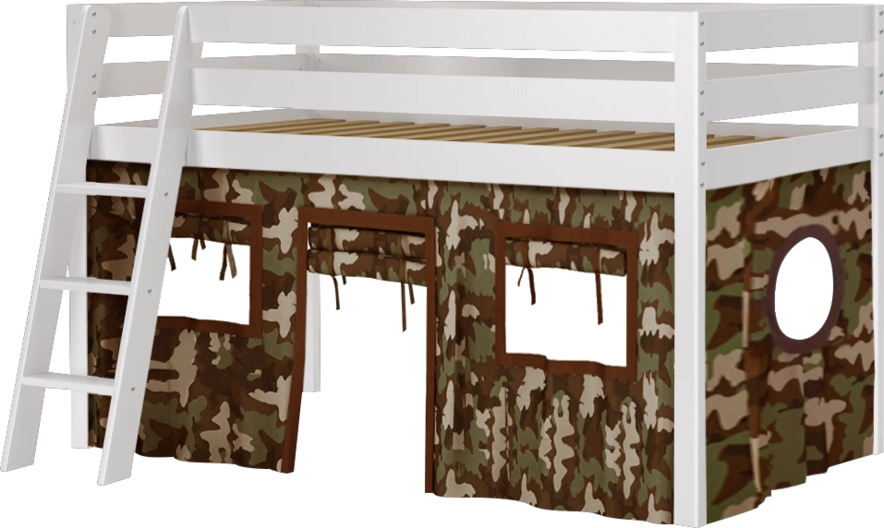 Camo Cabin White Jr. Tent Loft Bed - Thumbnail - Image 1