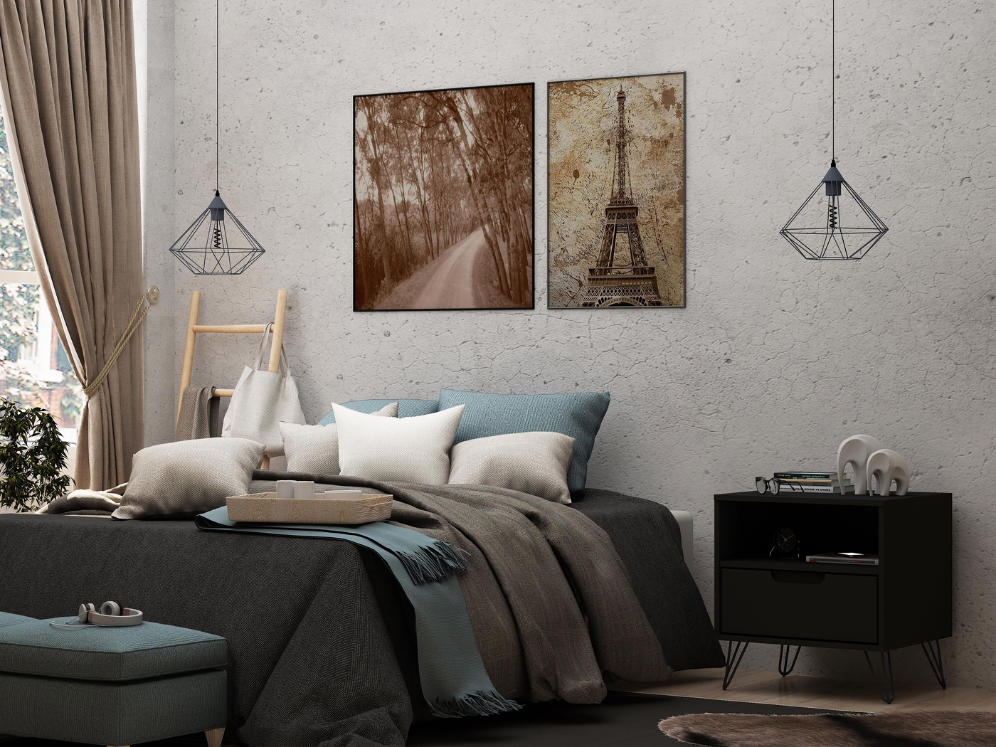 Camomile IV Black Nightstand - Thumbnail - Image 2