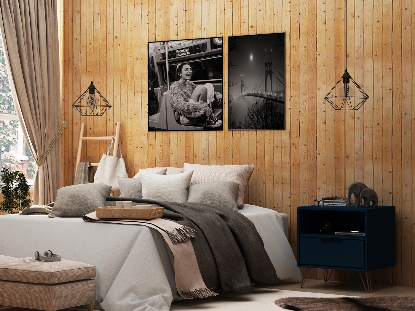 Camomile IV Midnight Blue Nightstand - Thumbnail - Image 2