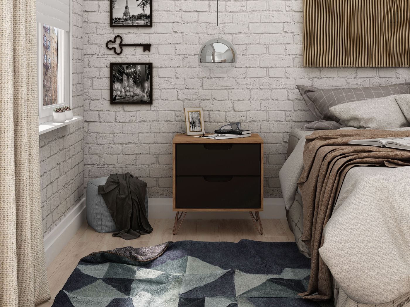 Camomile V Gray Nightstand - Thumbnail - Image 2