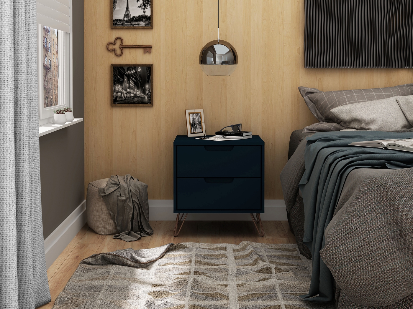 Camomile V Midnight Blue Nightstand - Thumbnail - Image 2