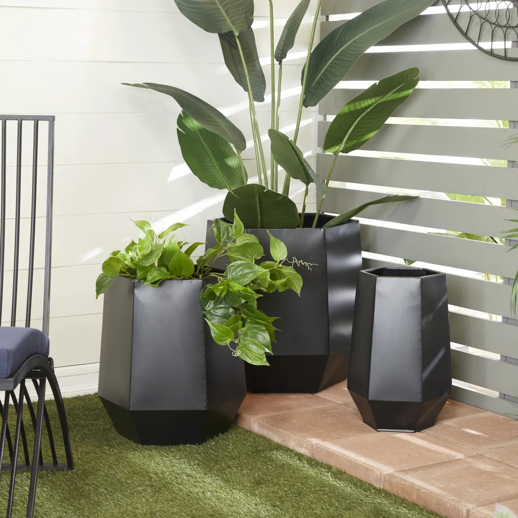 Camren Black Planter, Set of 3 - Image 3
