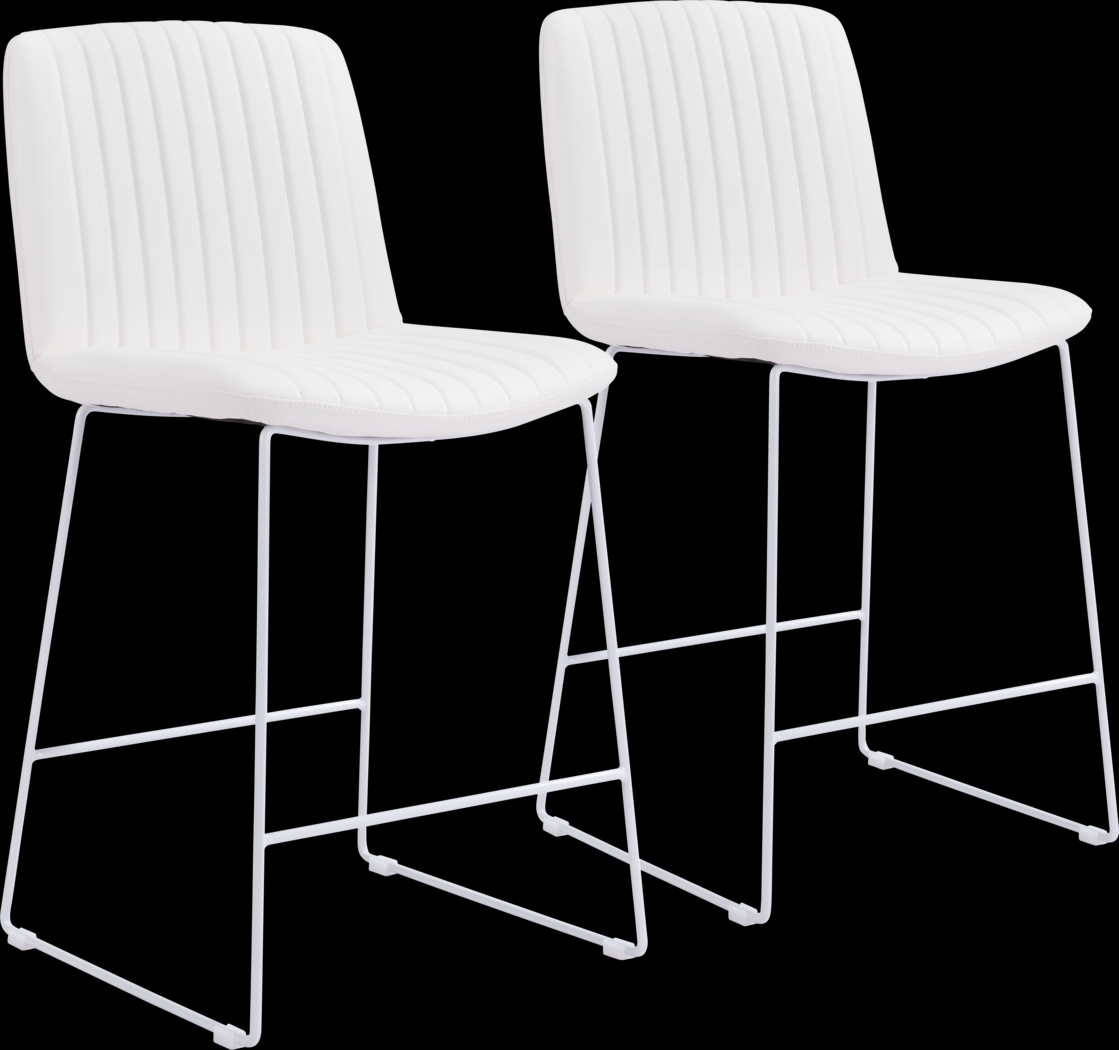 Camulet White Counter Height Stool, Set of 2 - Thumbnail - Image 1