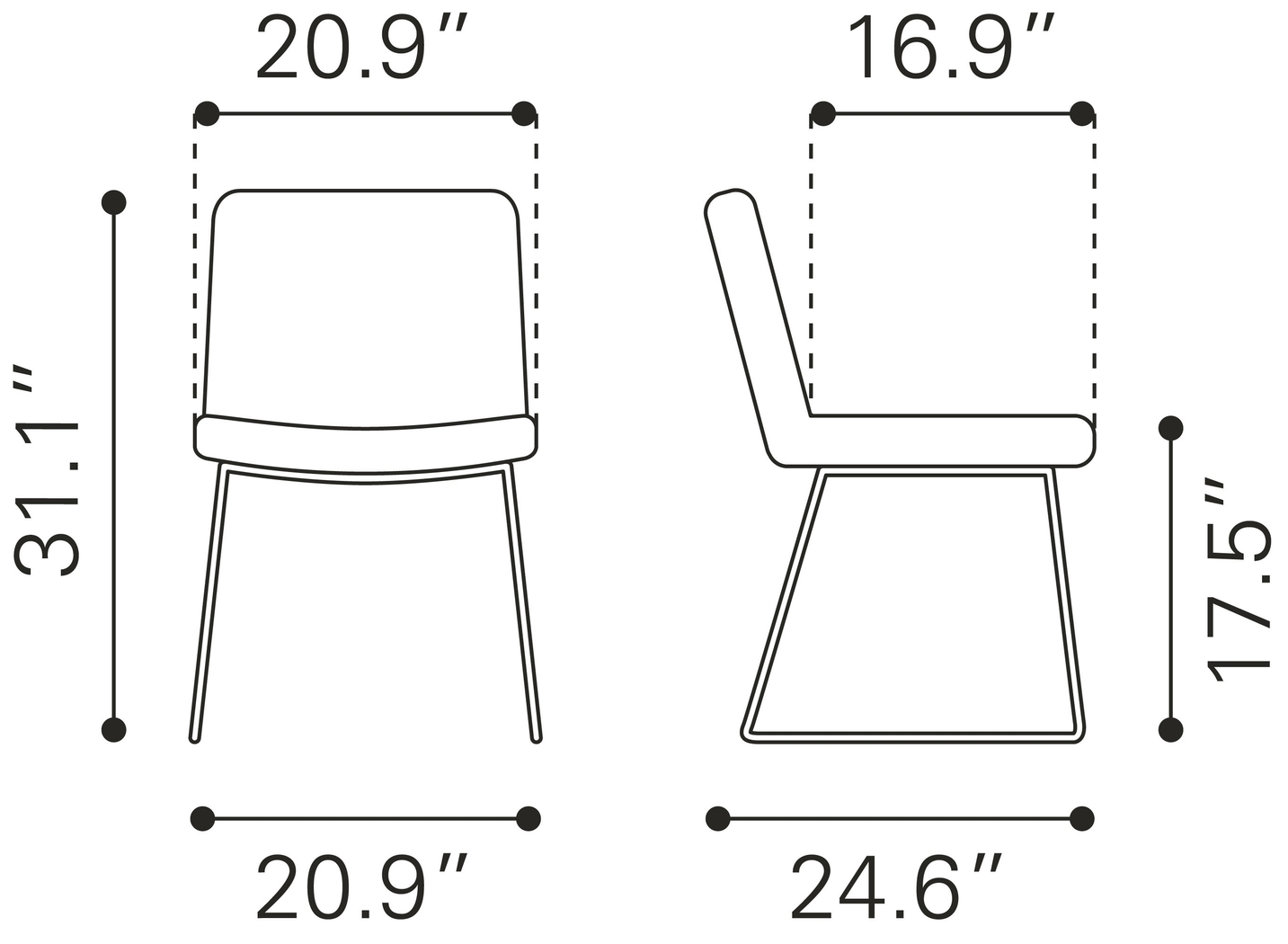 Camulet White Dining Chair, Set of 2 - Thumbnail - Image 12