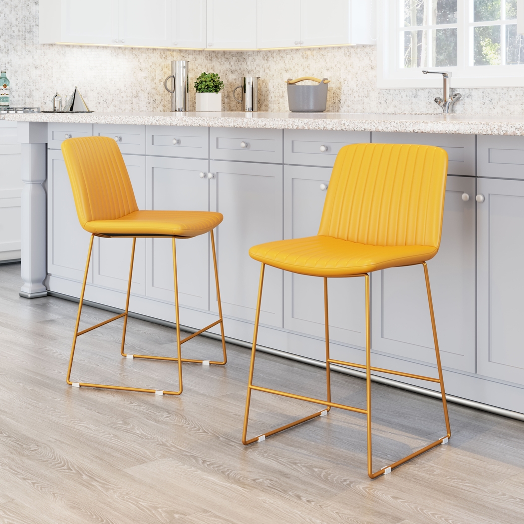 Camulet Yellow Counter Height Stool, Set of 2 - Thumbnail - Image 2