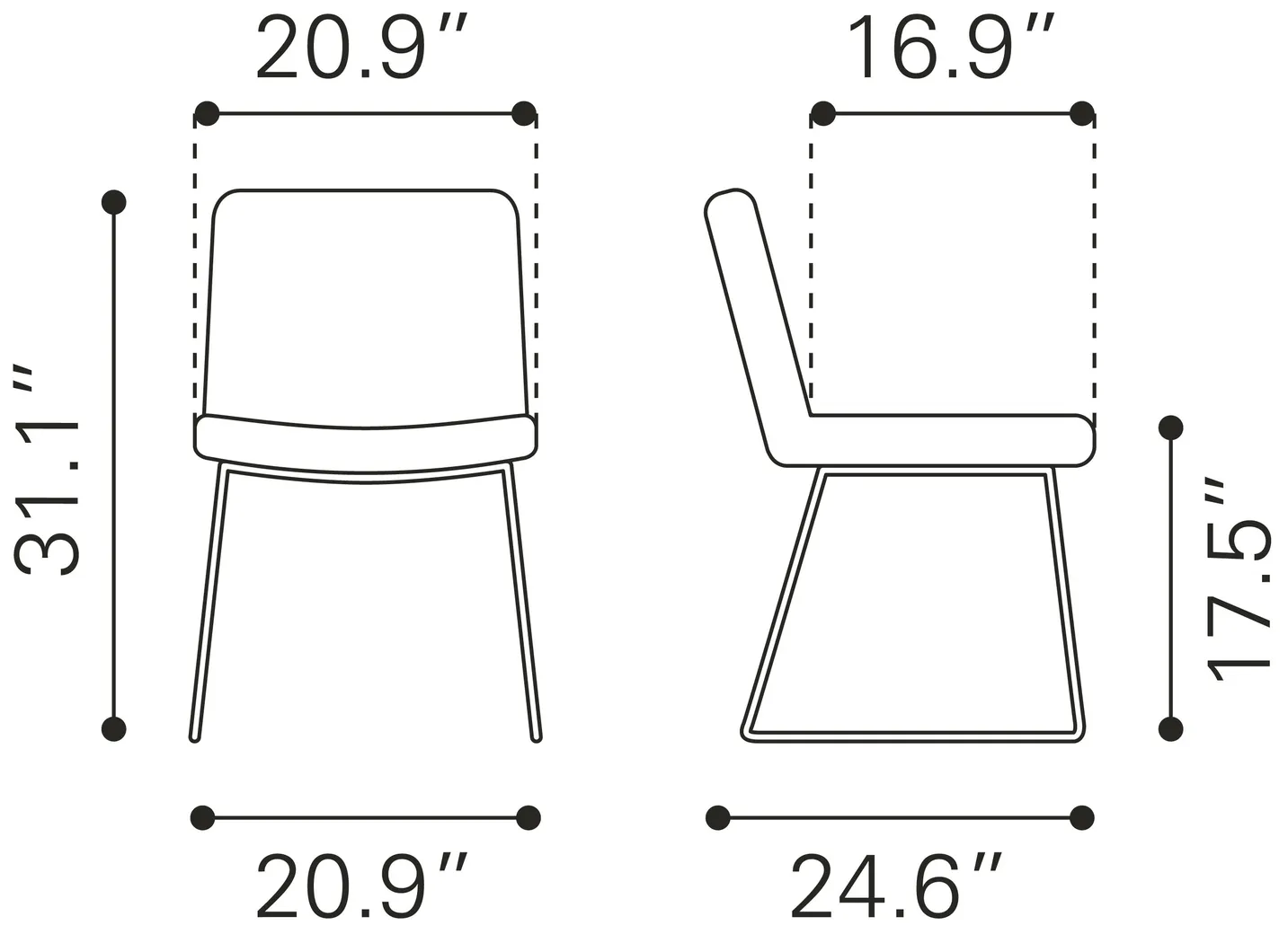 Camulet Yellow Dining Chair, Set of 2 - Thumbnail - Image 10