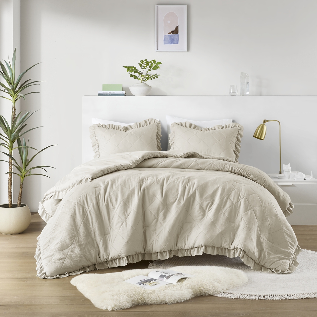 Canarioa Beige Full/Queen 3 Pc Comforter Set - Thumbnail - Image 1