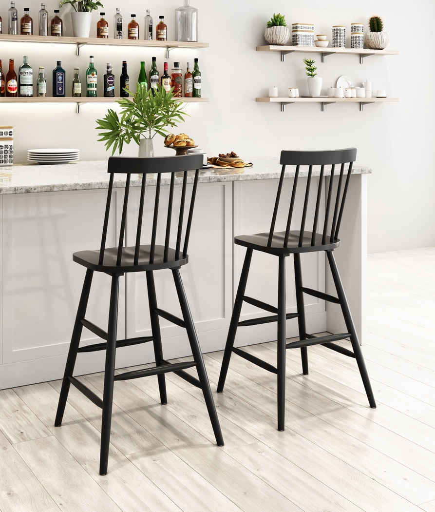 Cannada Black Bar Height Stool, Set of 2 - Thumbnail - Image 2
