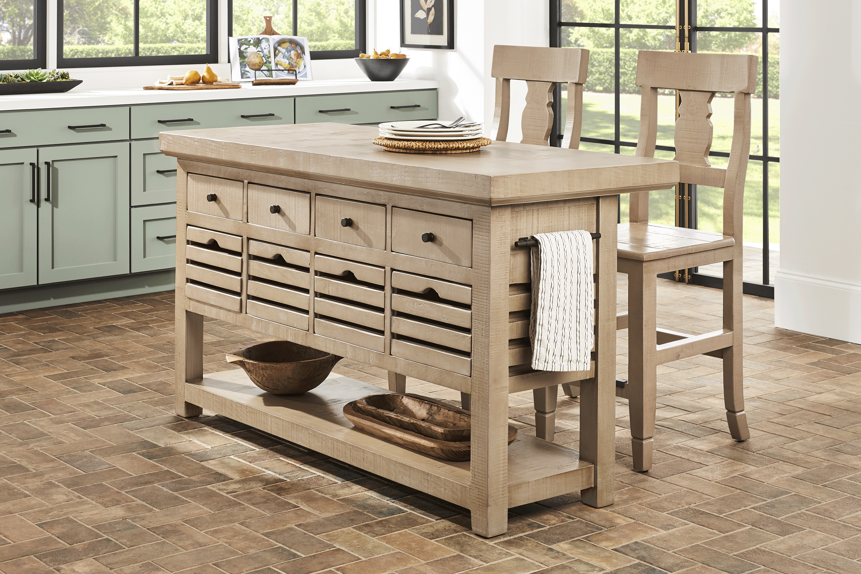 Cannon Beach Natural 3 Pc Counter Height Dining Set - Thumbnail - Image 1