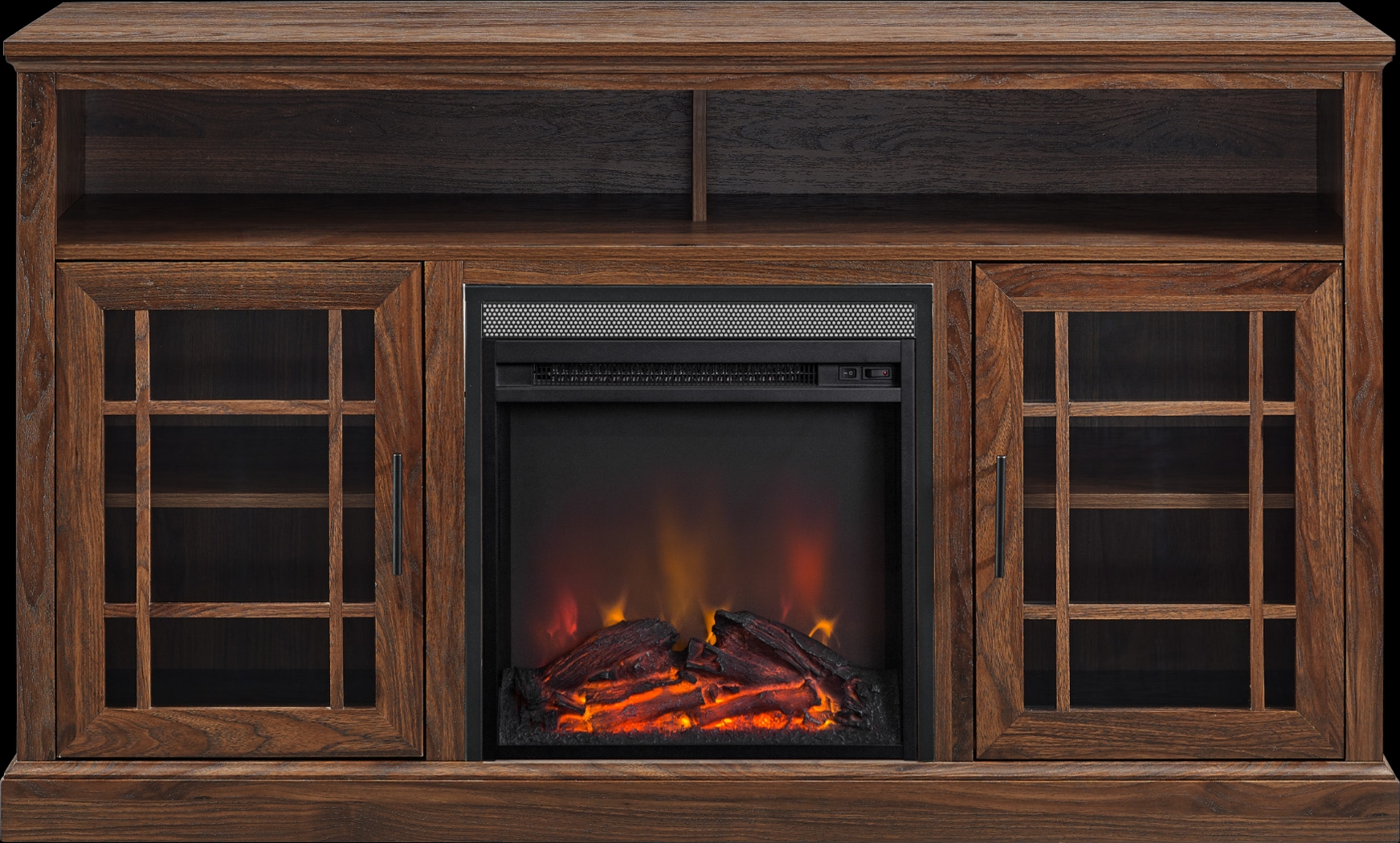 Cannongate Walnut 58 in. Console, With Electric Fireplace - Thumbnail - Image 2