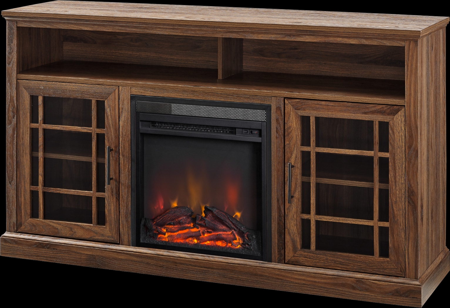 Cannongate Walnut 58 in. Console, With Electric Fireplace - Thumbnail - Image 3