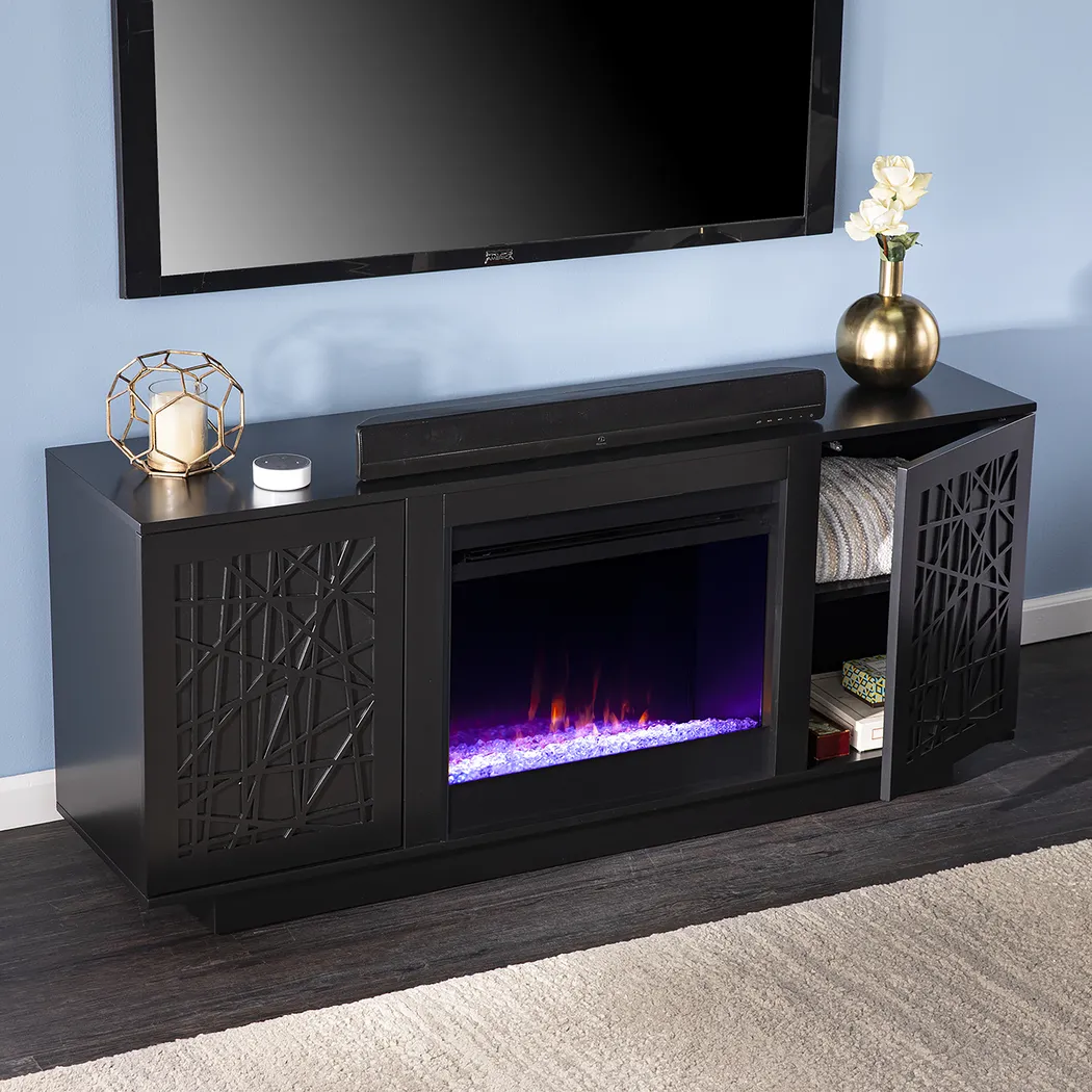 Cannonwolde I Black 60 in. Console, With Color Changing Electric Fireplace - Image 8