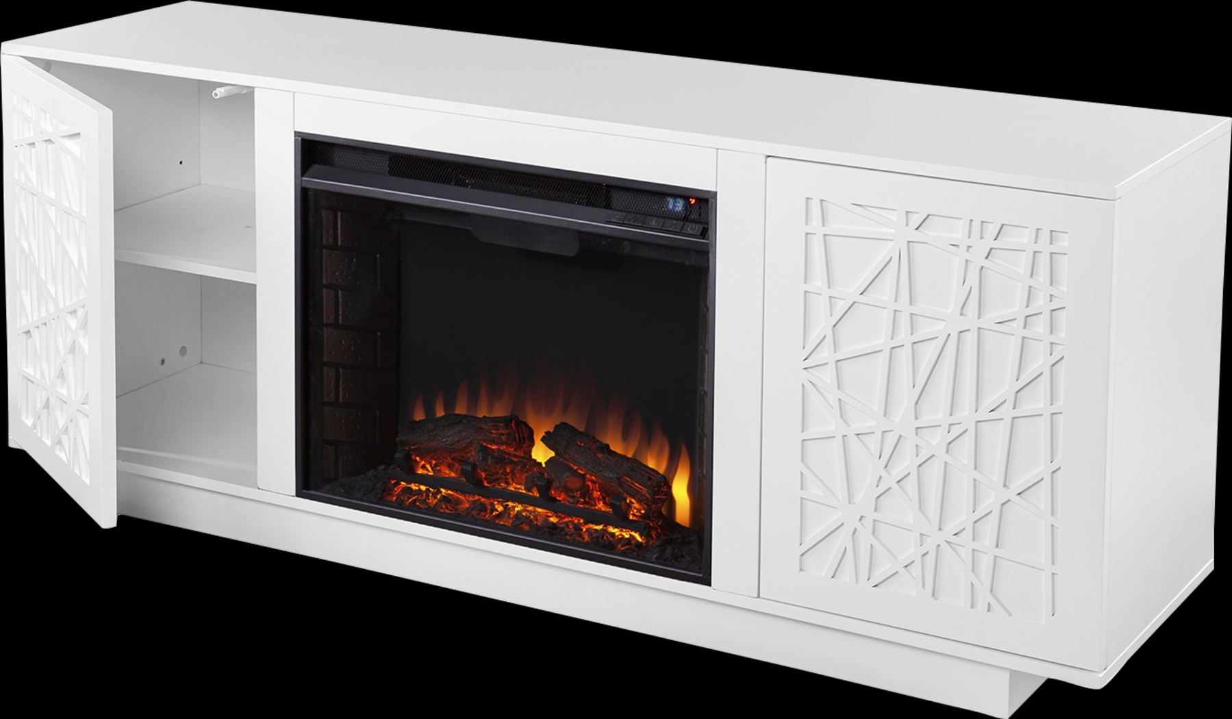 Cannonwolde II White 60 in. Console With Electric Log Fireplace - Thumbnail - Image 3