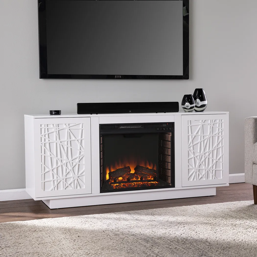 Cannonwolde II White 60 in. Console With Electric Log Fireplace - Image 5