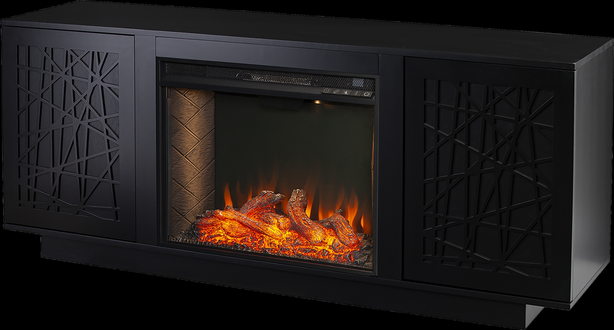 Cannonwolde III Black 60 in. Console, With Smart Electric Fireplace - Thumbnail - Image 1