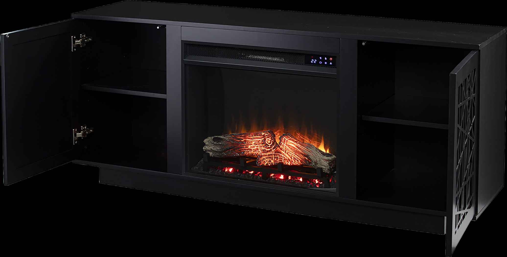 Cannonwolde IV Black 60 in. Console, With Touch Panel Electric Fireplace - Thumbnail - Image 4
