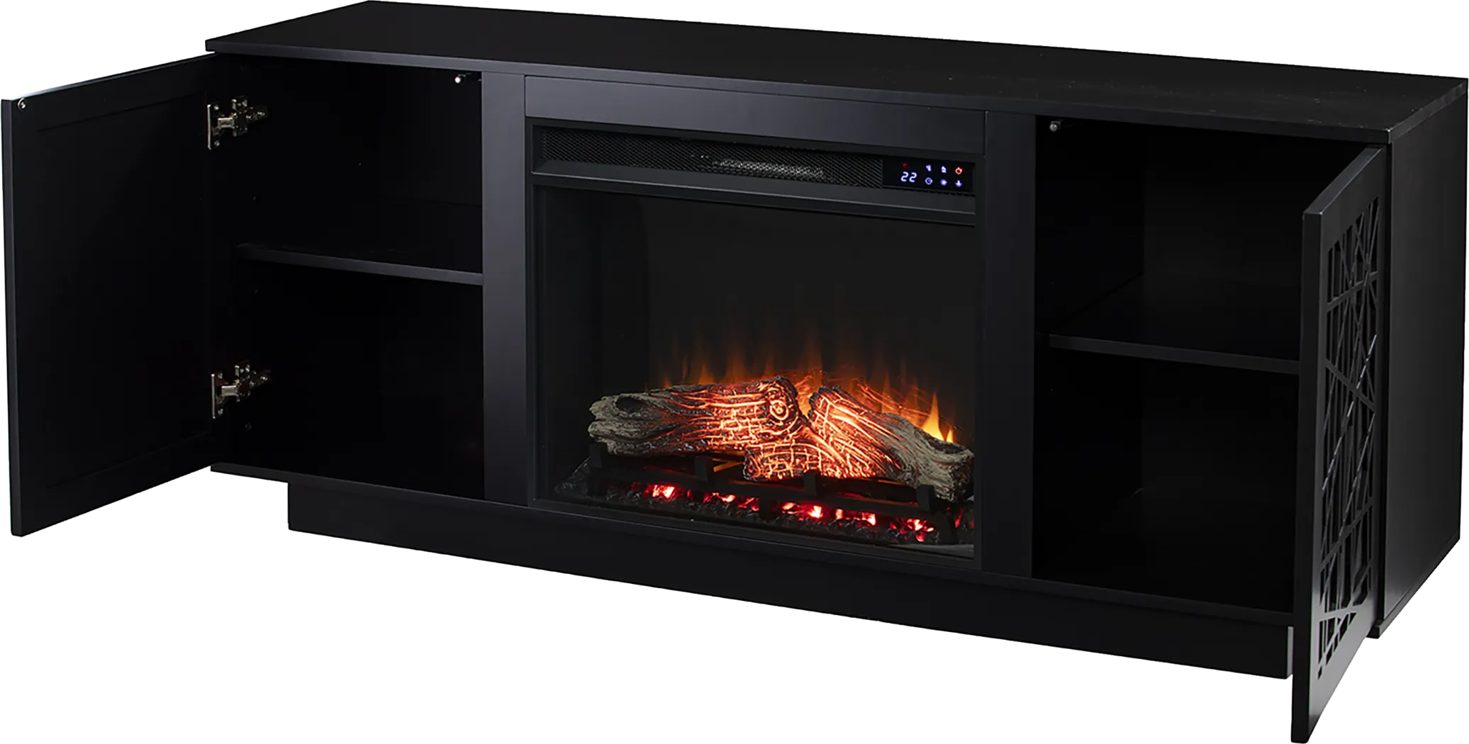 Cannonwolde IV Black 60 in. Console, With Touch Panel Electric Fireplace - Thumbnail - Image 4