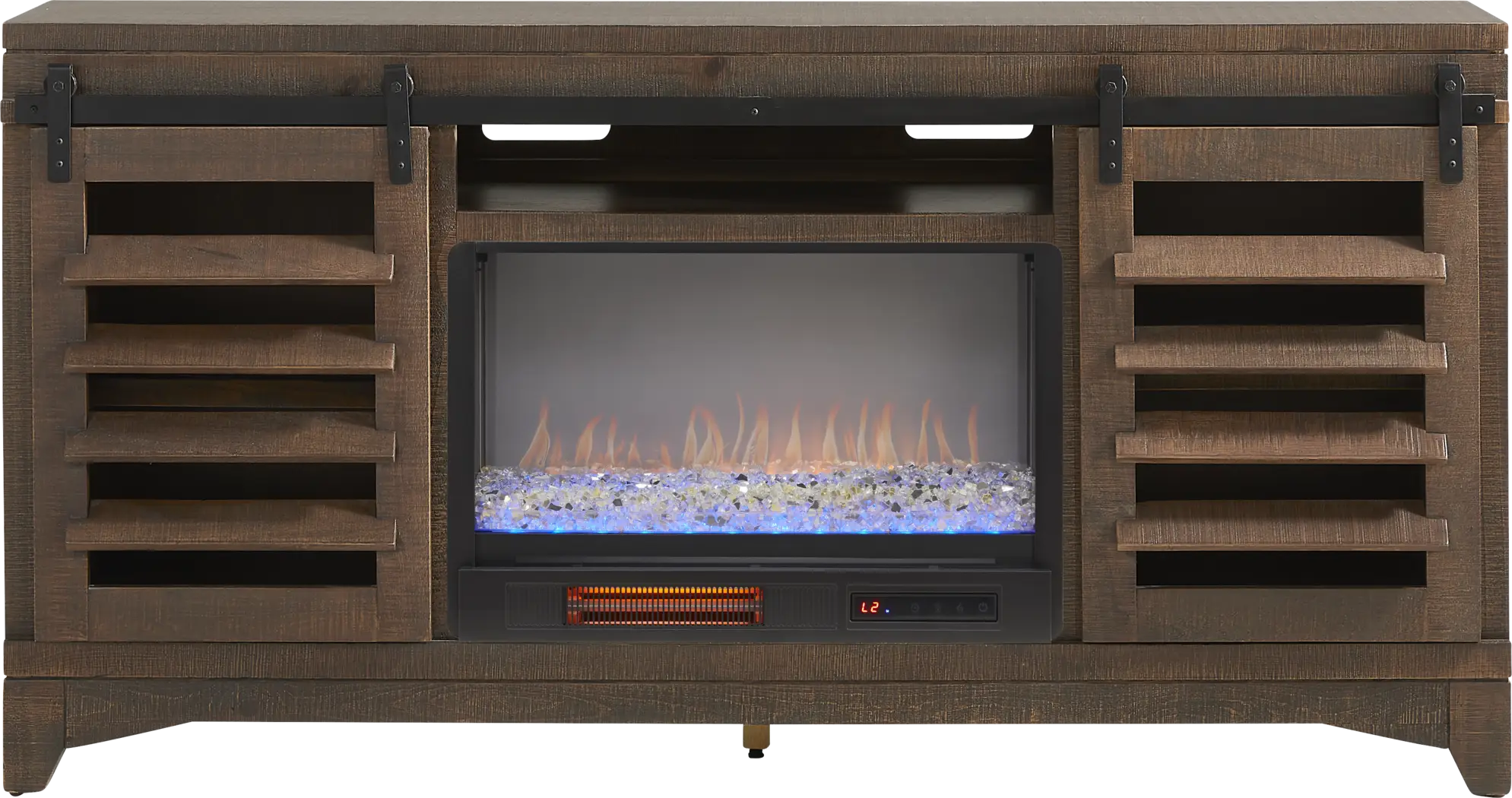 Canoe Creek Brown 66 in. Console with Electric Fireplace - Thumbnail - Image 1