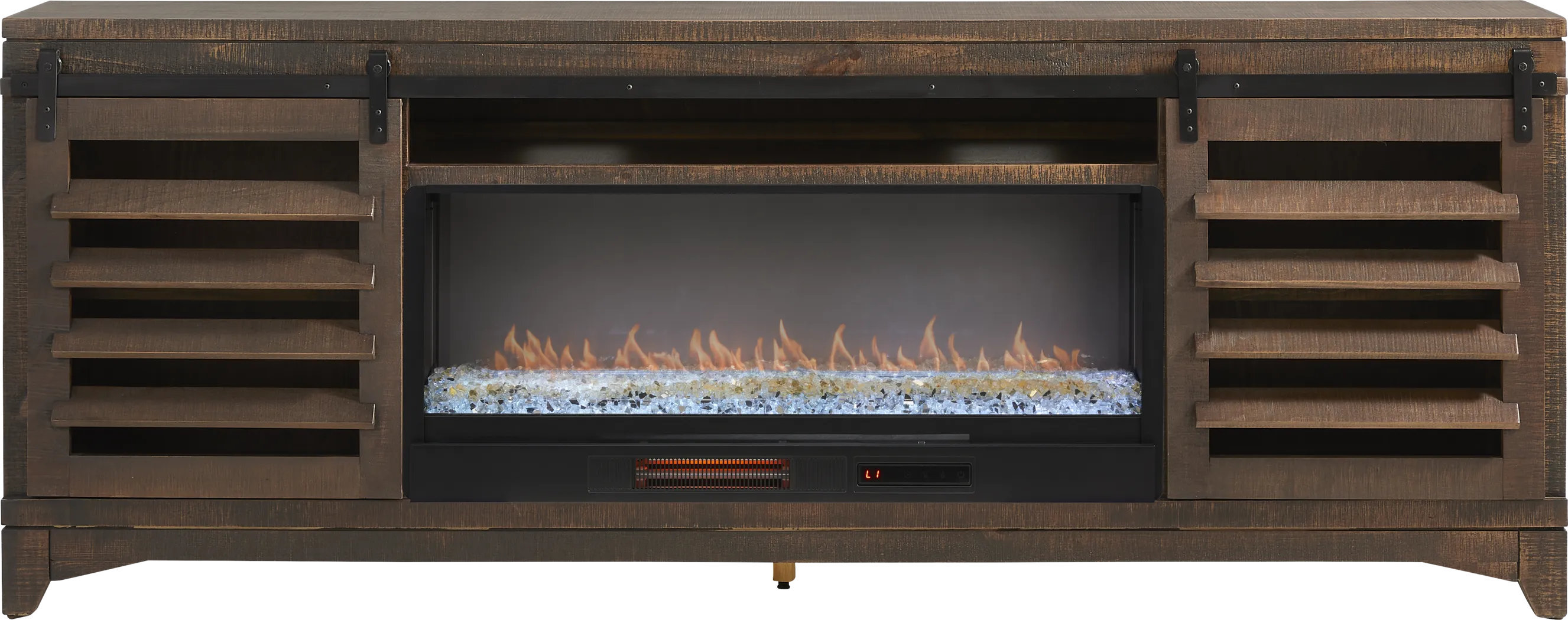 Canoe Creek Brown 88 in. Console with Electric Fireplace - Thumbnail - Image 1