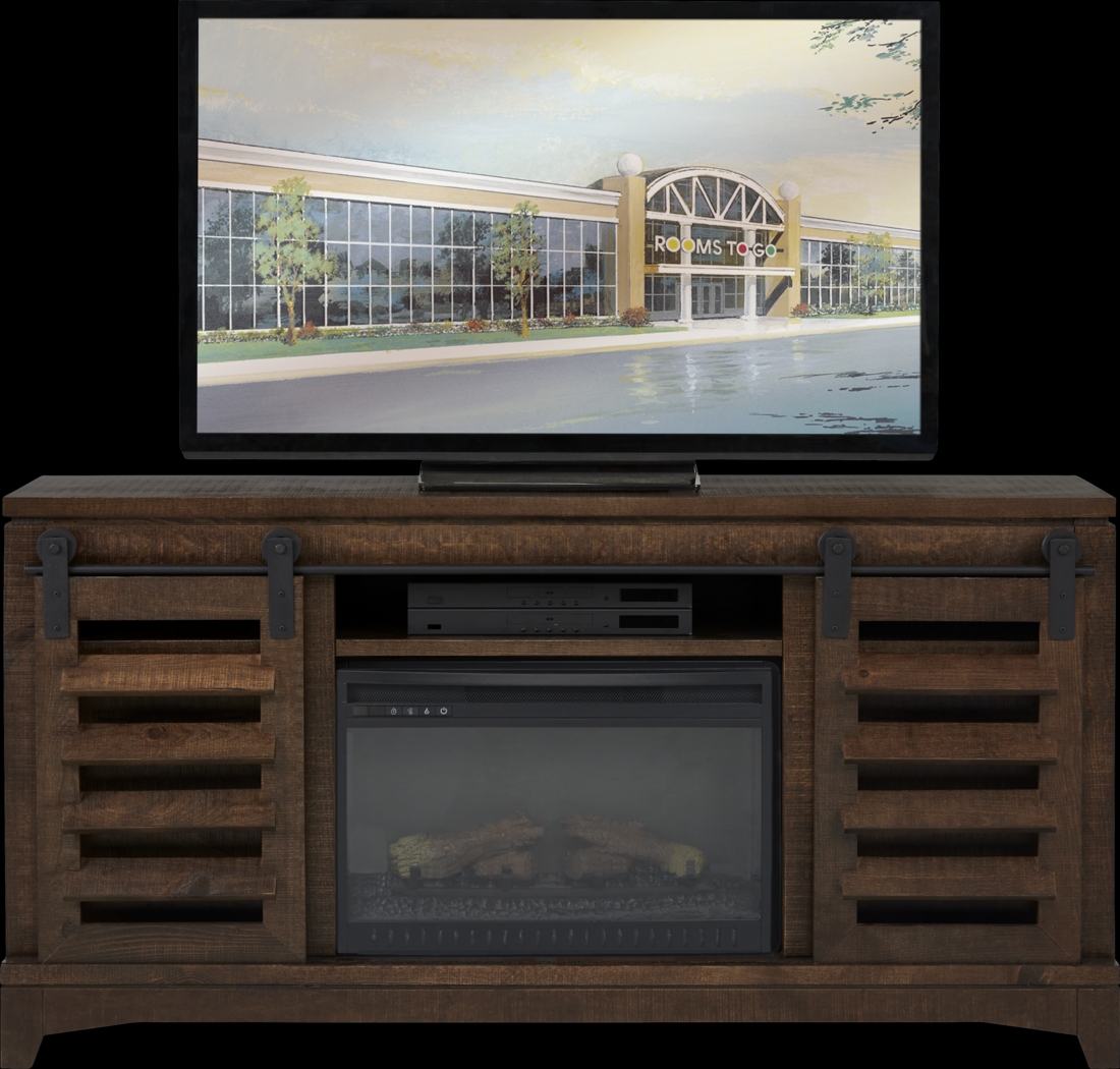 Canoe Creek II Tobacco 65 in. Console with Electric Log Fireplace - Thumbnail - Image 2