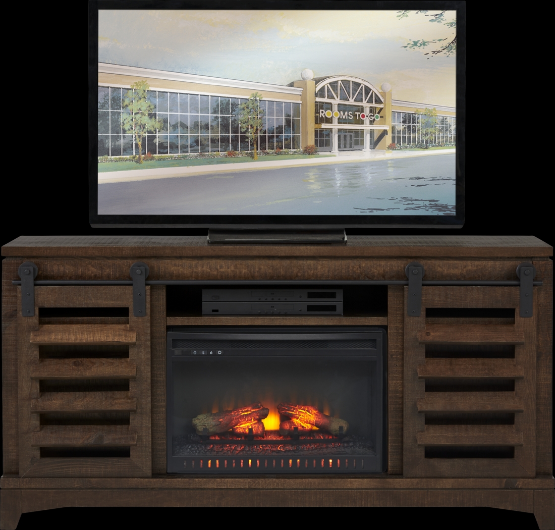 Canoe Creek II Tobacco 65 in. Console with Electric Log Fireplace - Thumbnail - Image 1