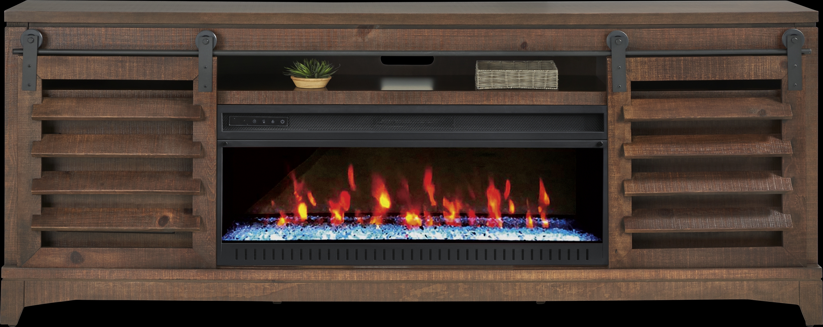 Canoe Creek II Tobacco 88 in. Console with Electric Fireplace - Thumbnail - Image 2
