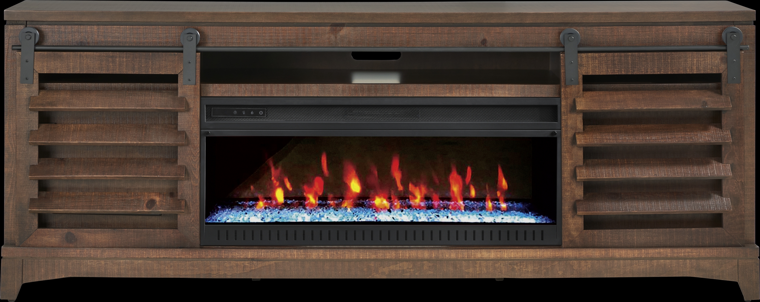 Canoe Creek II Tobacco 88 in. Console with Electric Fireplace - Thumbnail - Image 1