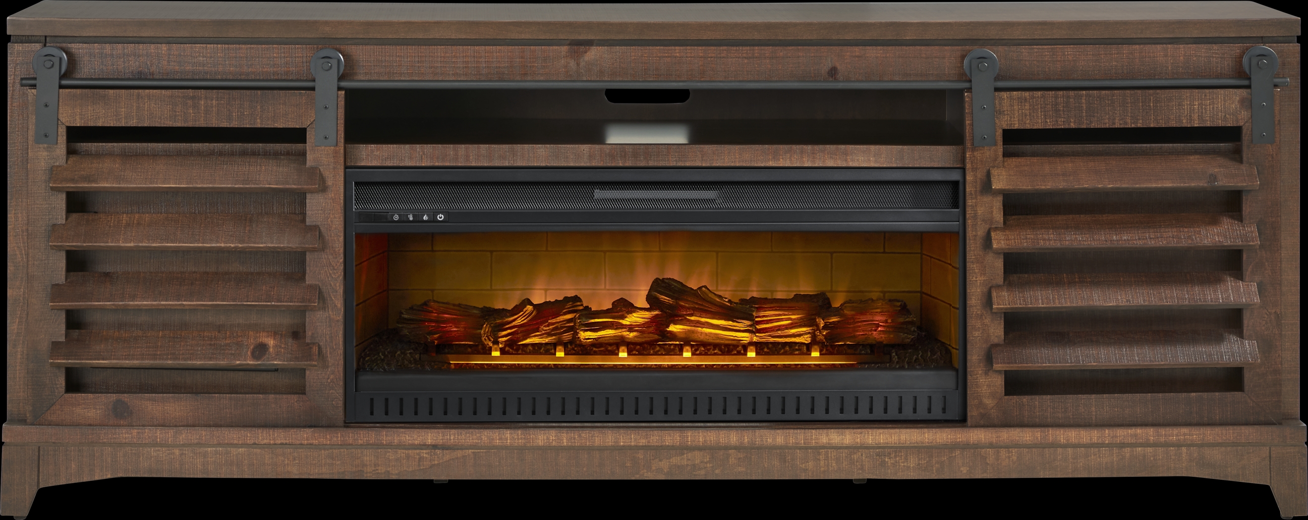 Canoe Creek II Tobacco 88 in. Console with Electric Log Fireplace - Thumbnail - Image 1