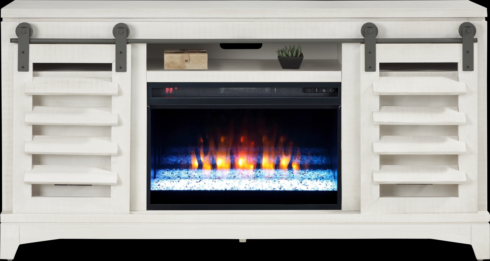 Canoe Creek II White 66 in. Console with Electric Fireplace - Thumbnail - Image 2