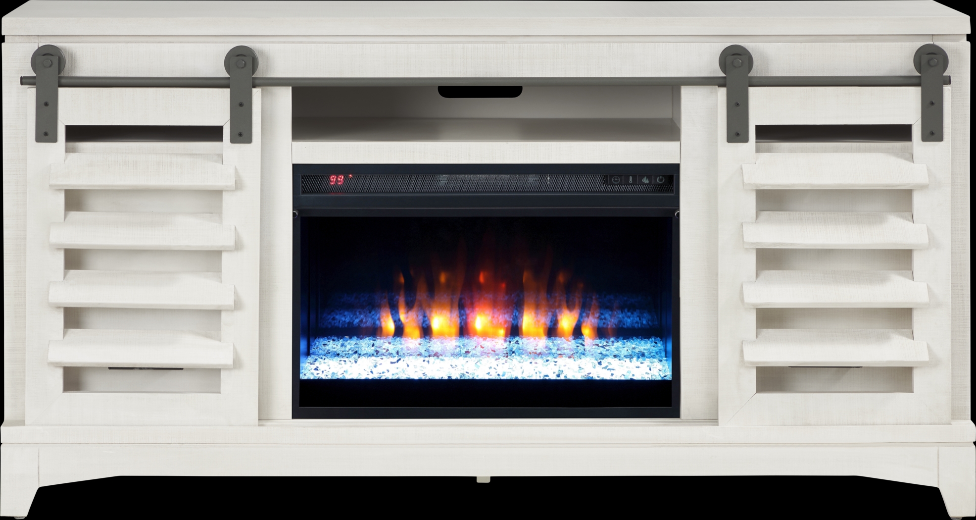 Canoe Creek II White 66 in. Console with Electric Fireplace - Thumbnail - Image 1
